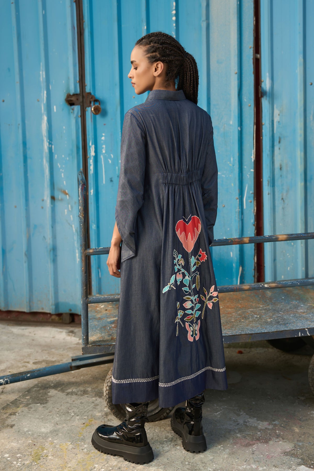Denim Midi Shirt Dress
