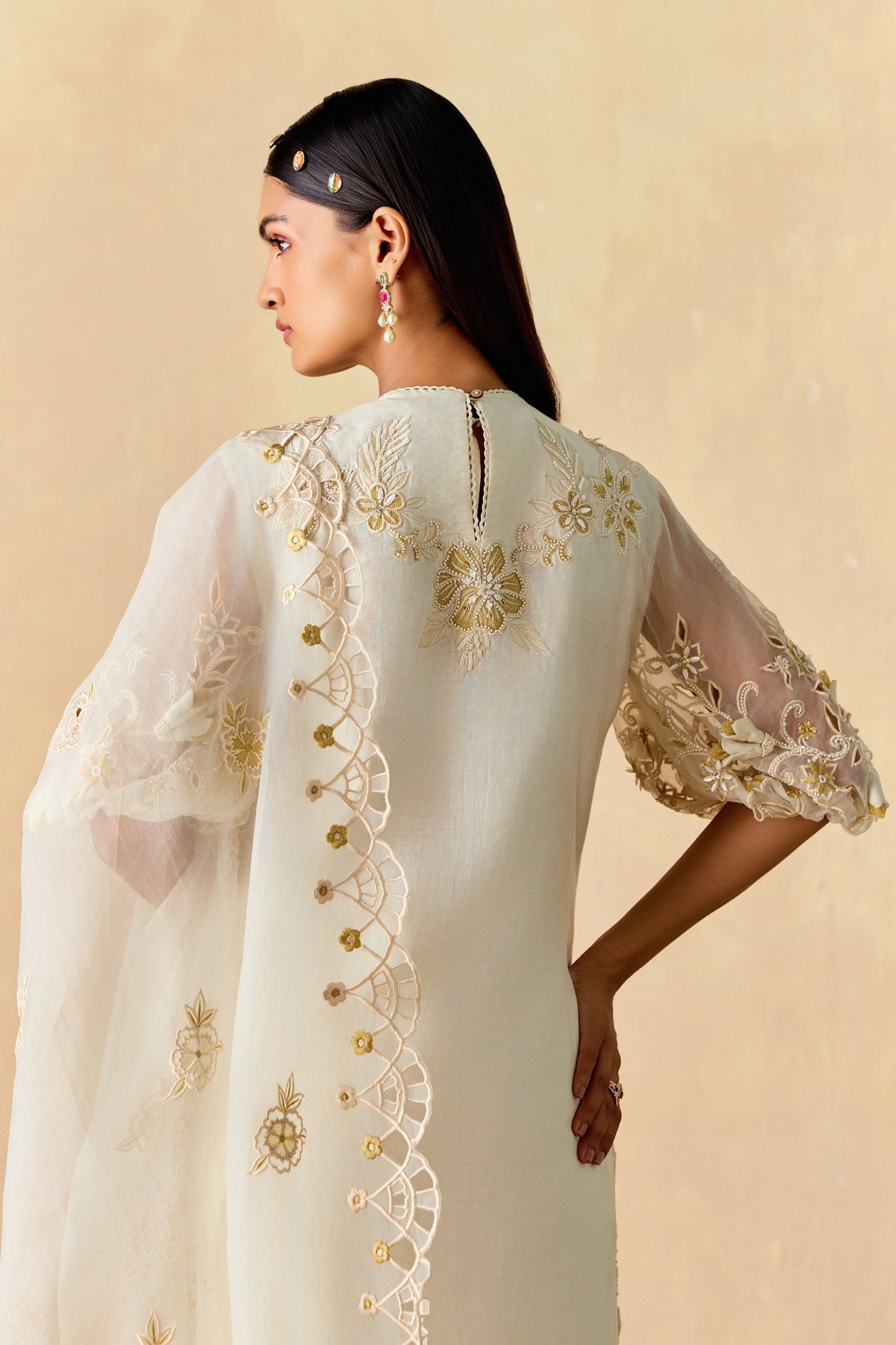 Ivory Cutwork Dupatta