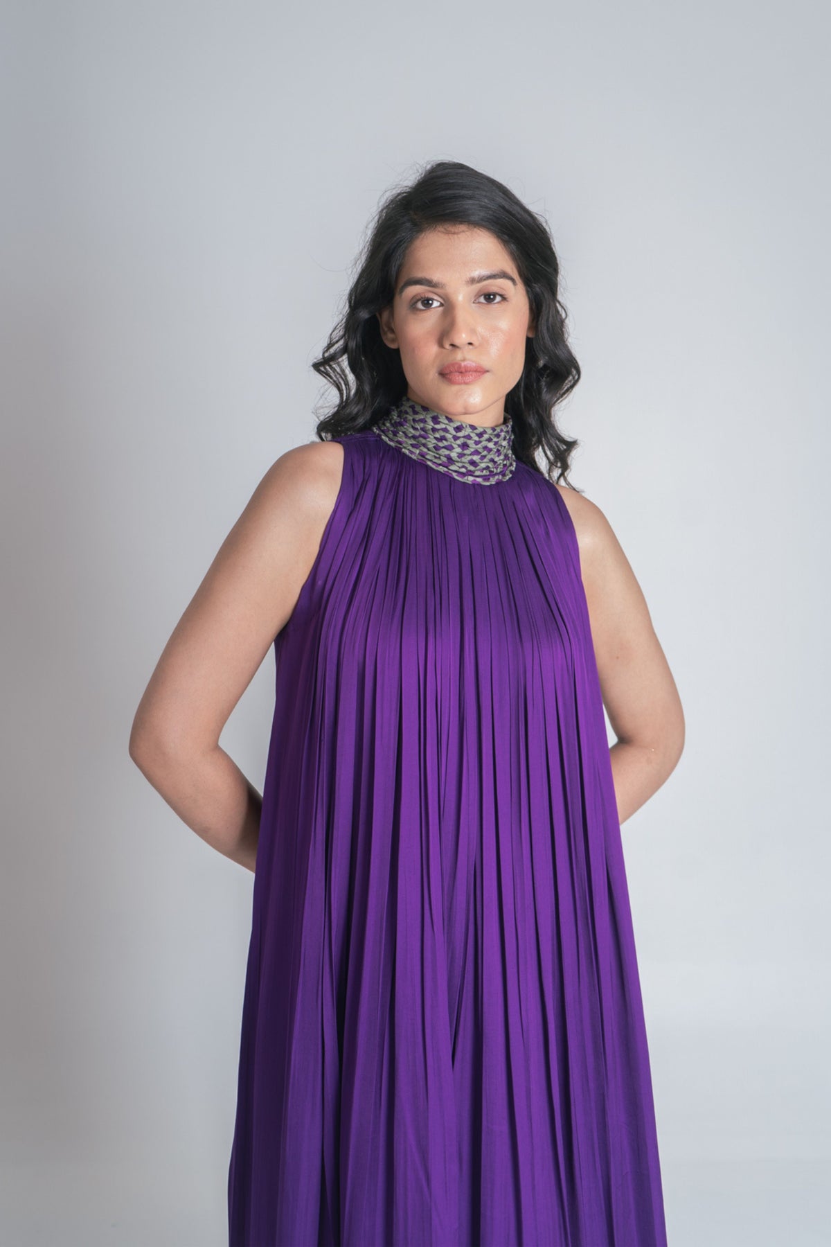 Purple-green Gather Gown
