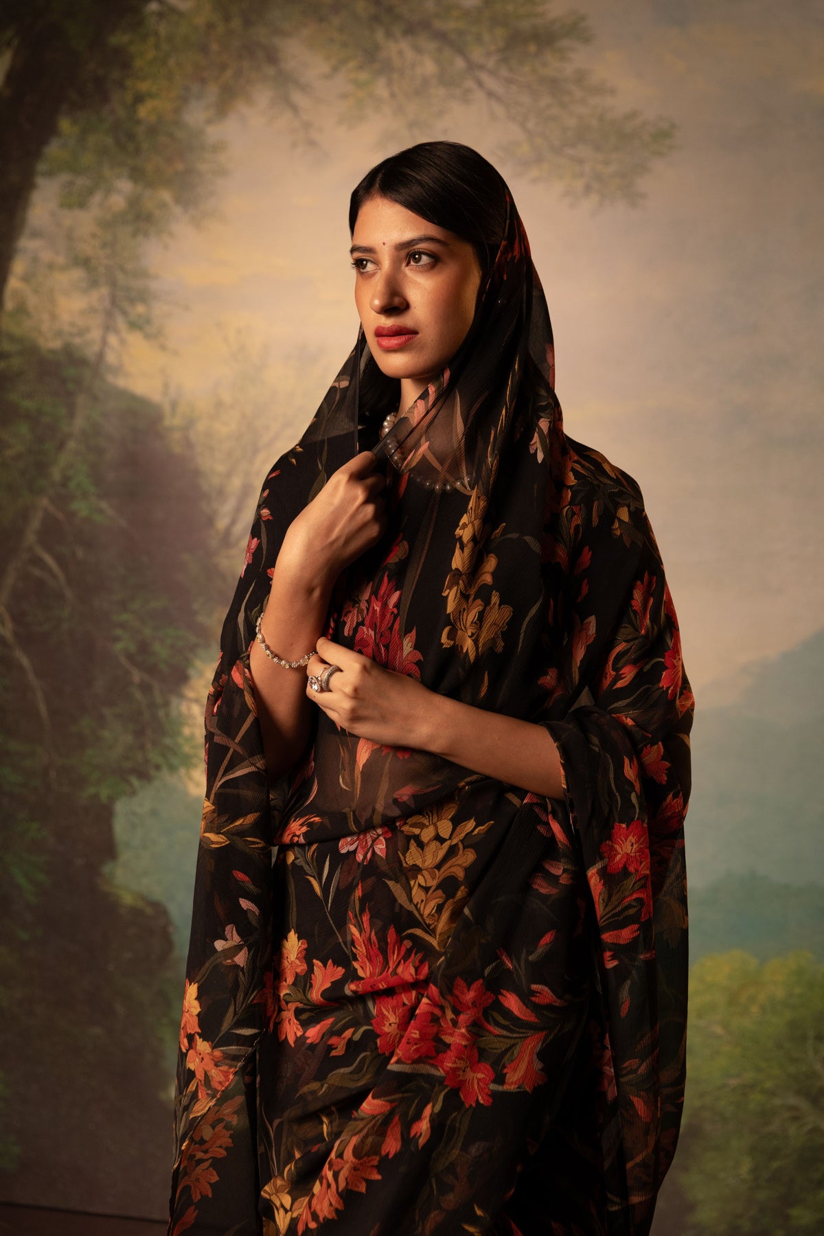 Camille Printed French Chiffon Saree