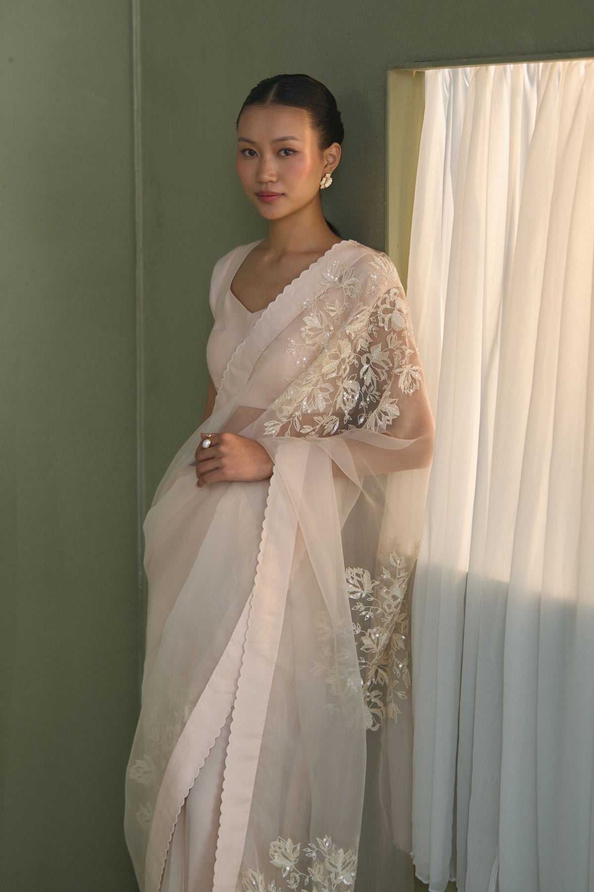 Shadow Bloom Saree Set