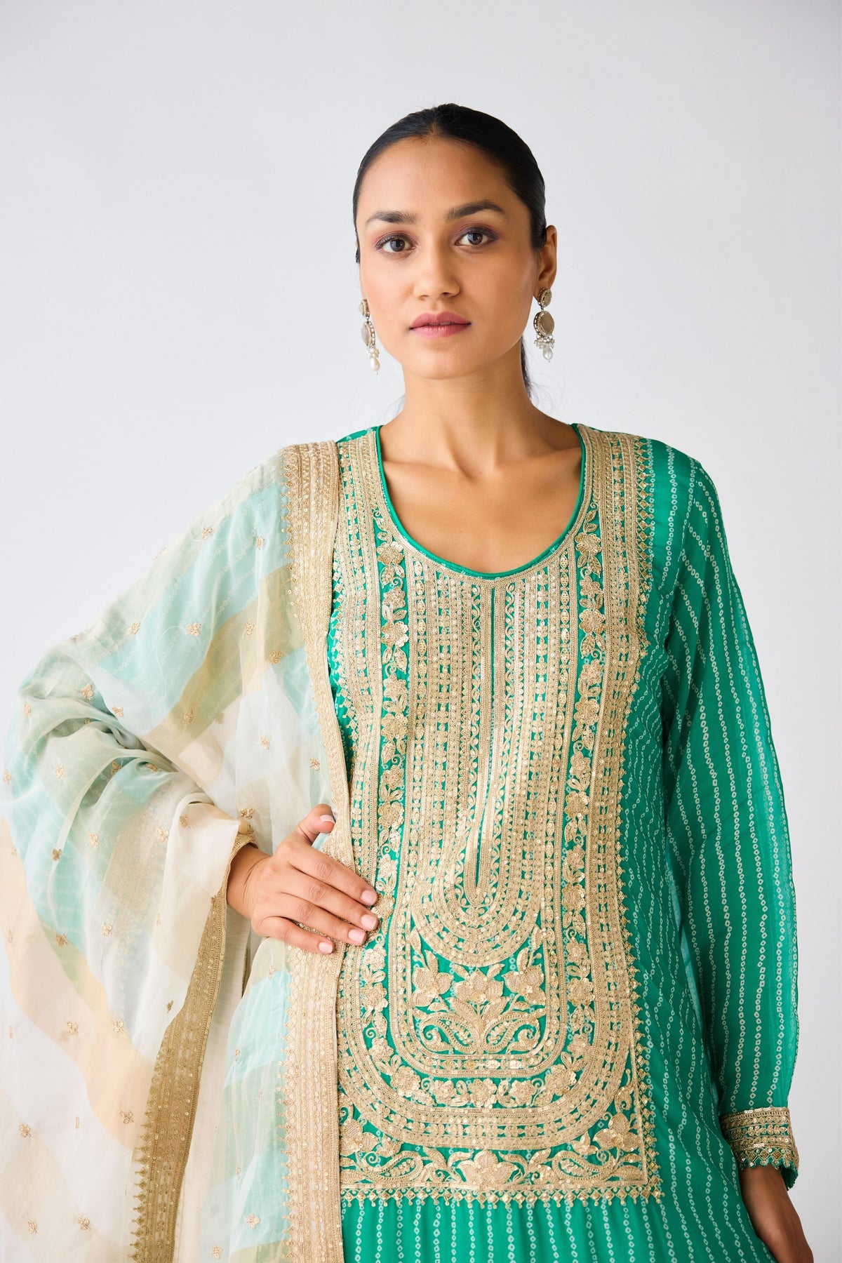 Green Zari Work Sharara Set