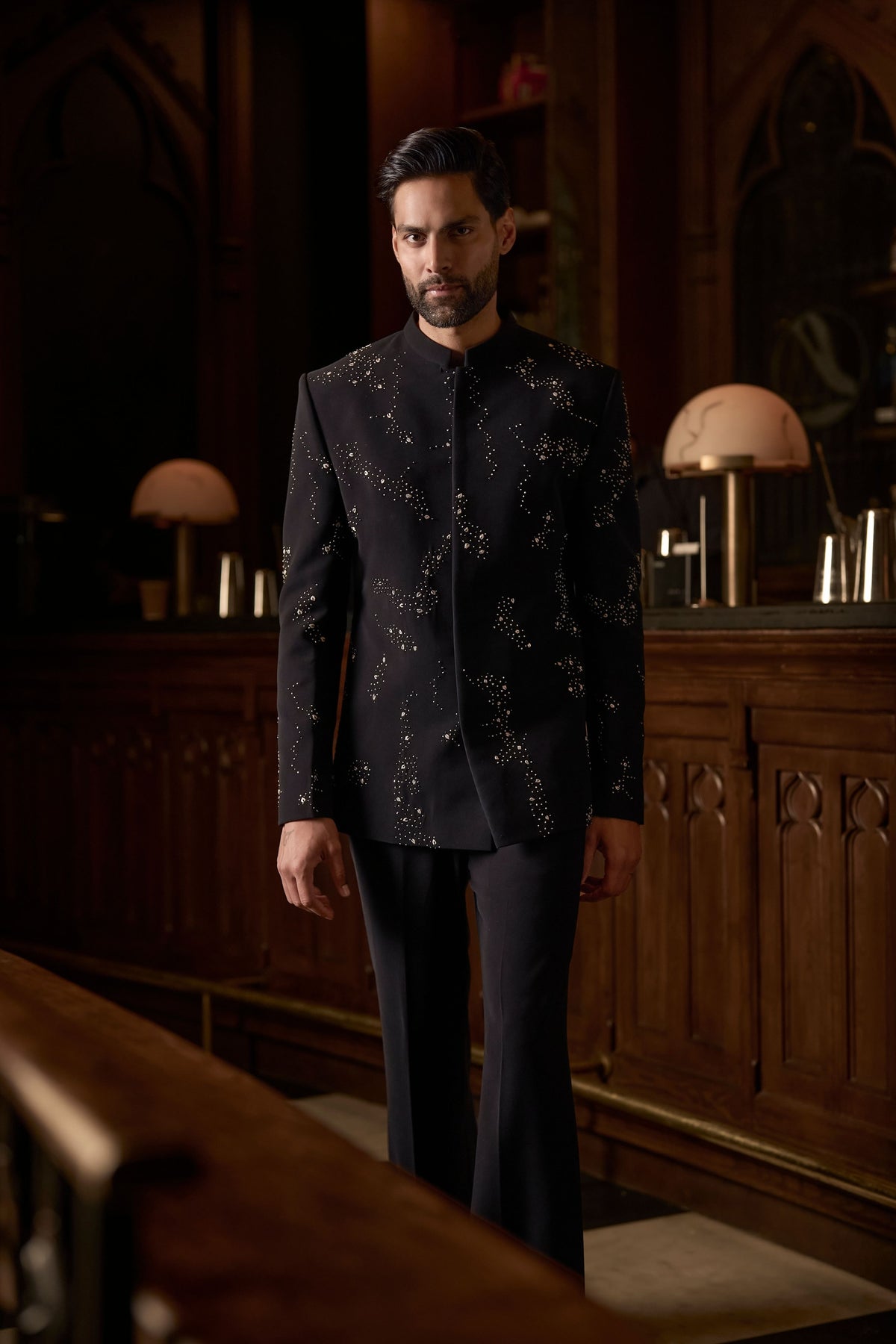 Eclat Noir Bandhgala Set
