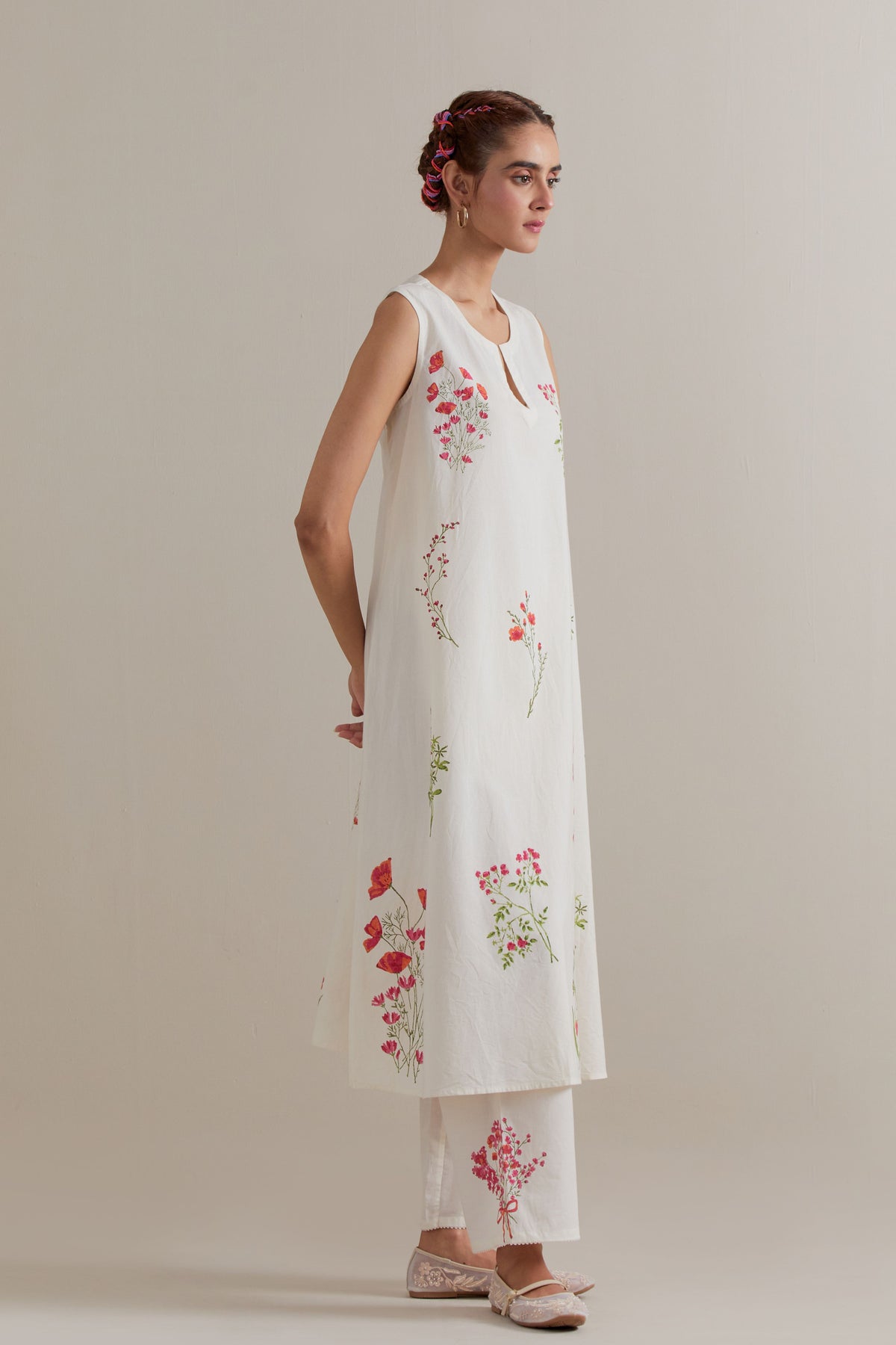 Pink Green Aline Kurta Set