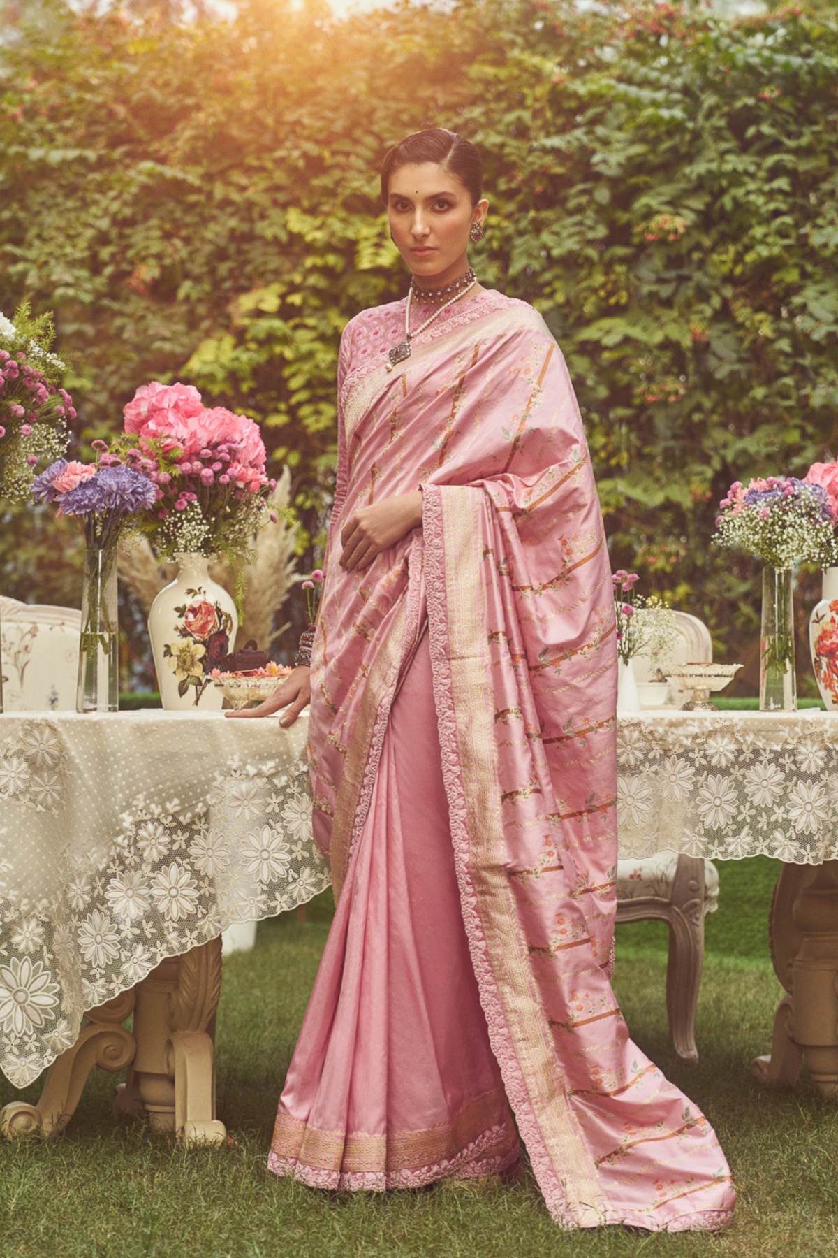 Pink Meenakari Zari Handloom Sari