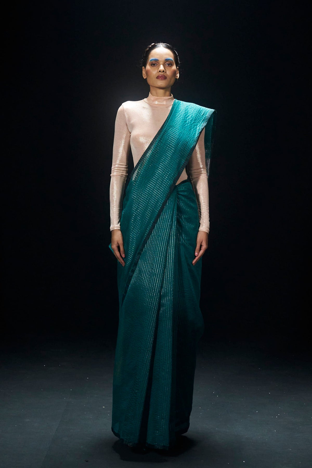 Turqoise Zari Tissue Saree