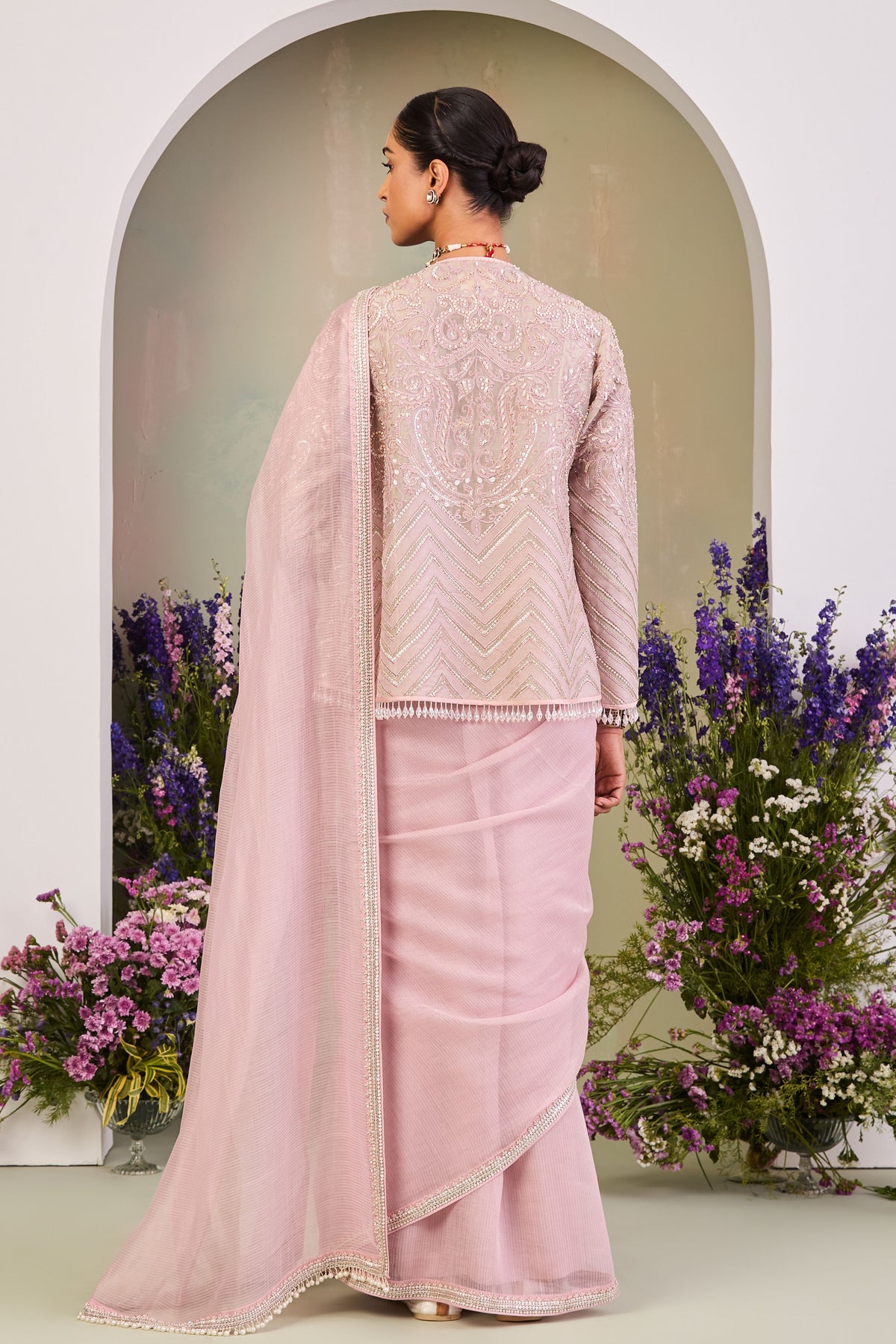 Zoya Saree Set With Cape