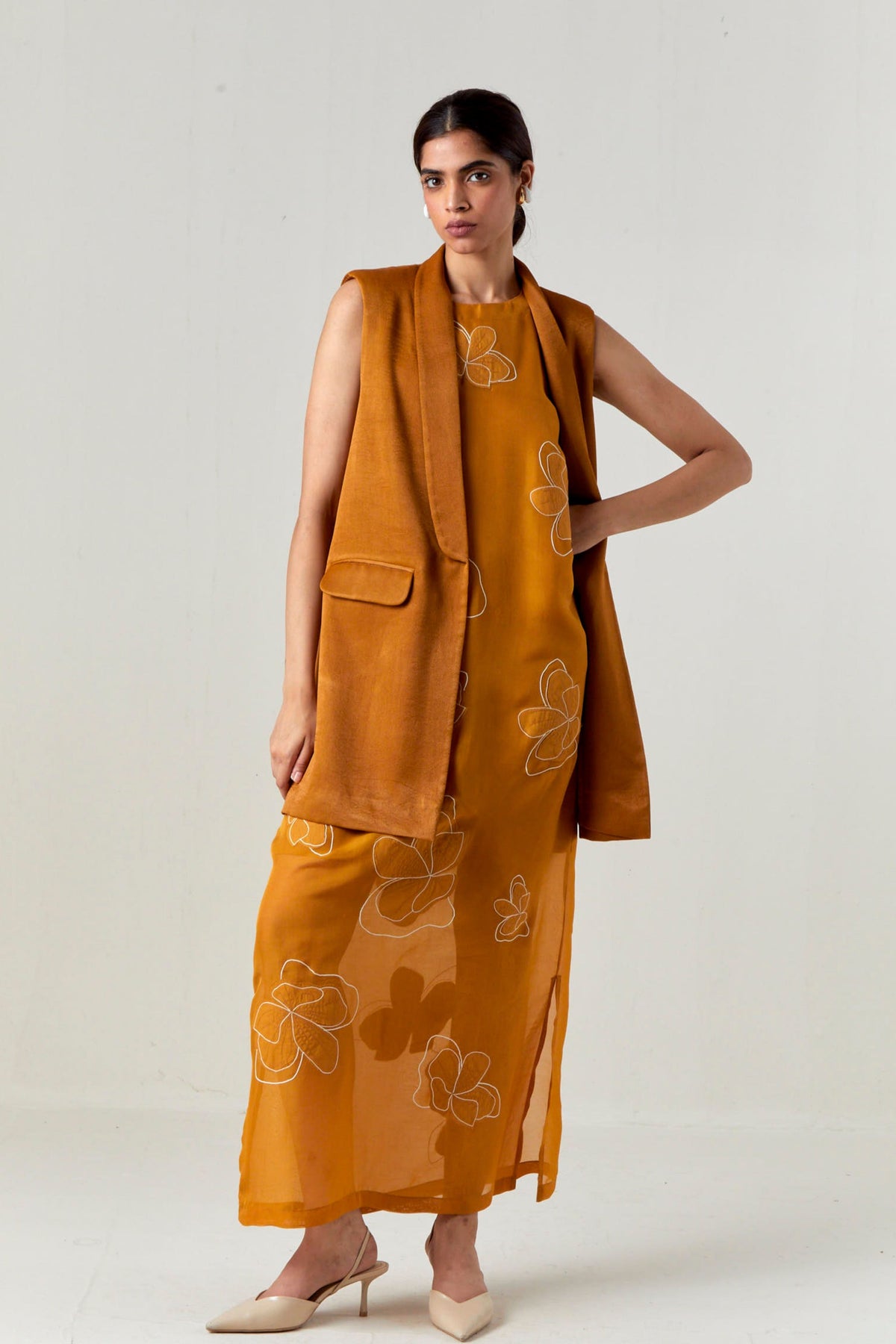 Collared Waist Coat Set