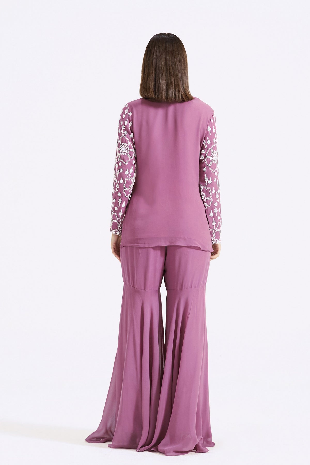 Purple Embroidered Gharara Set