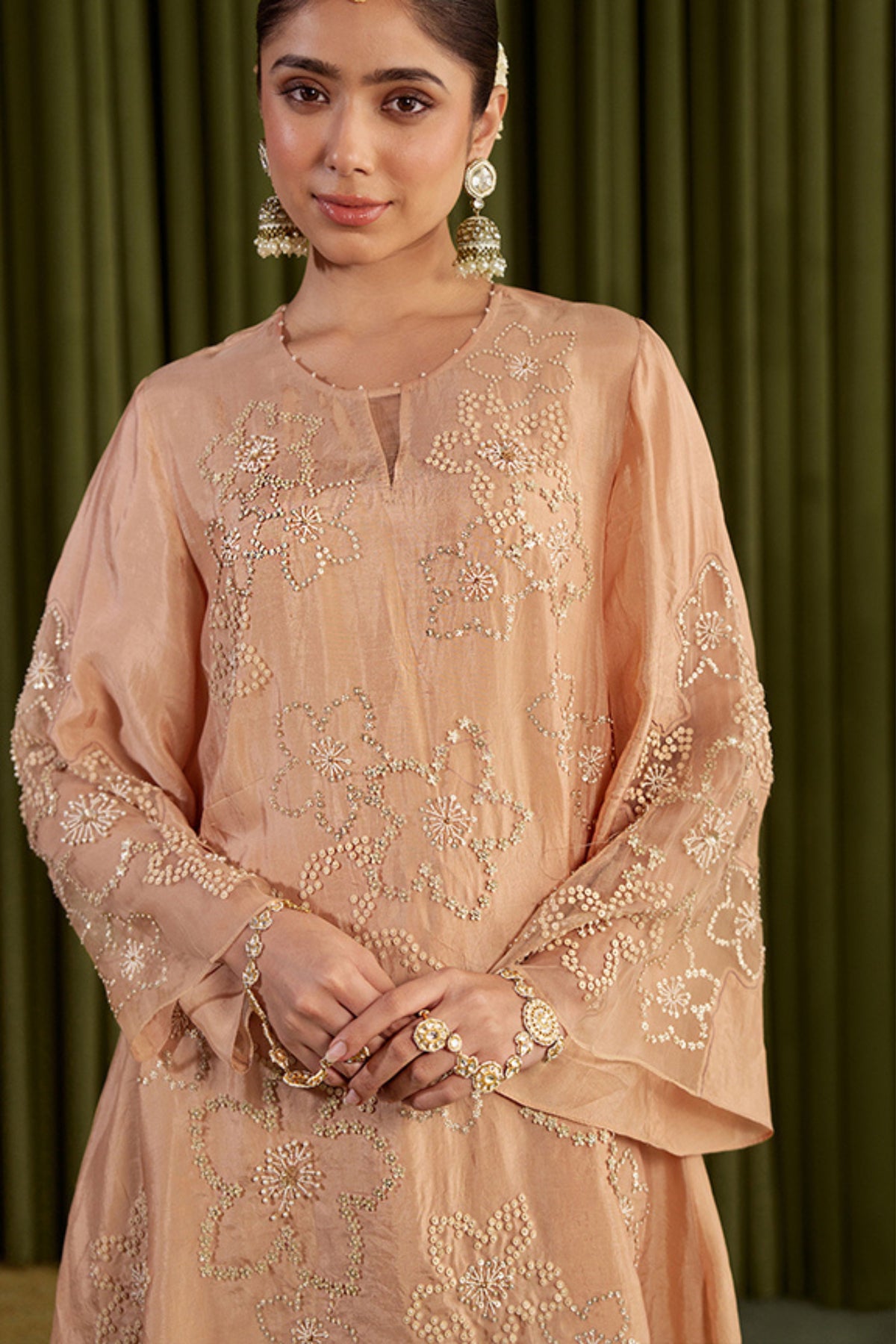 Gold Embroidered Sharara Set