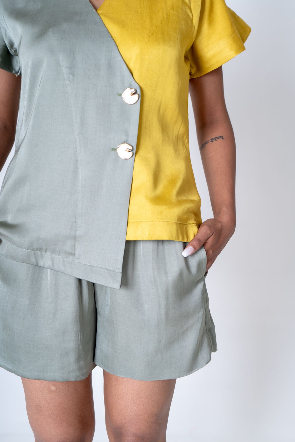 Green-yellow Short Co-ord Set