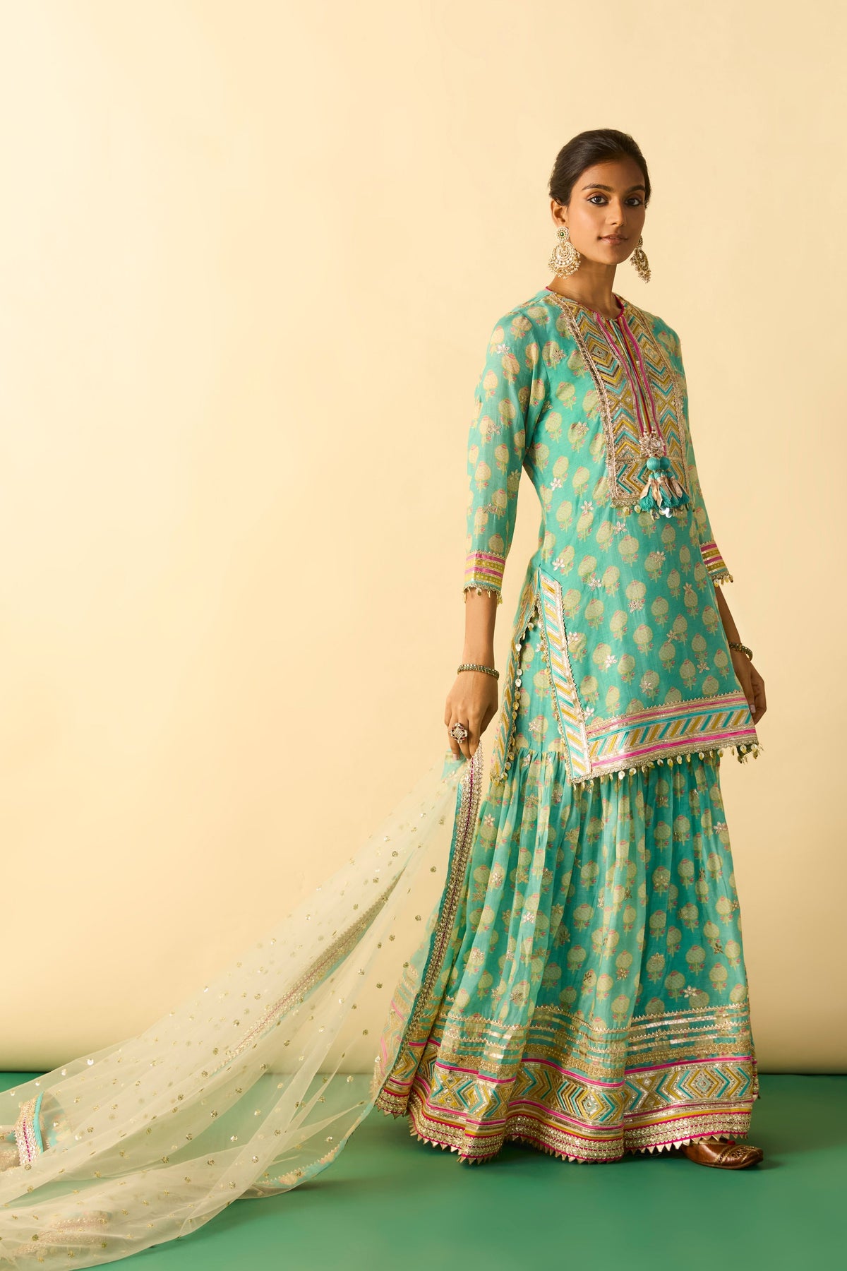 Aqua Aarzoo Sharara Set