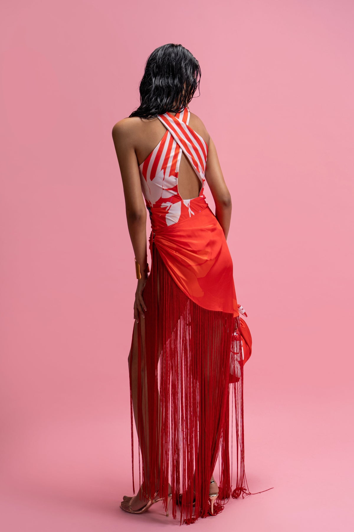 Halter Bodysuit Wrap Skirt Set