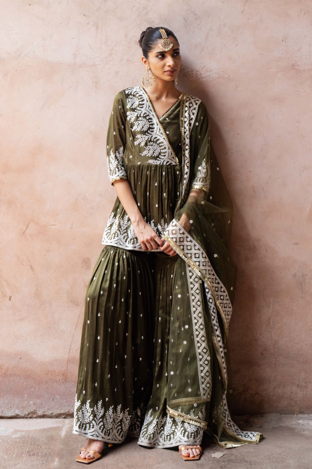 Olive Forest Sharara Set