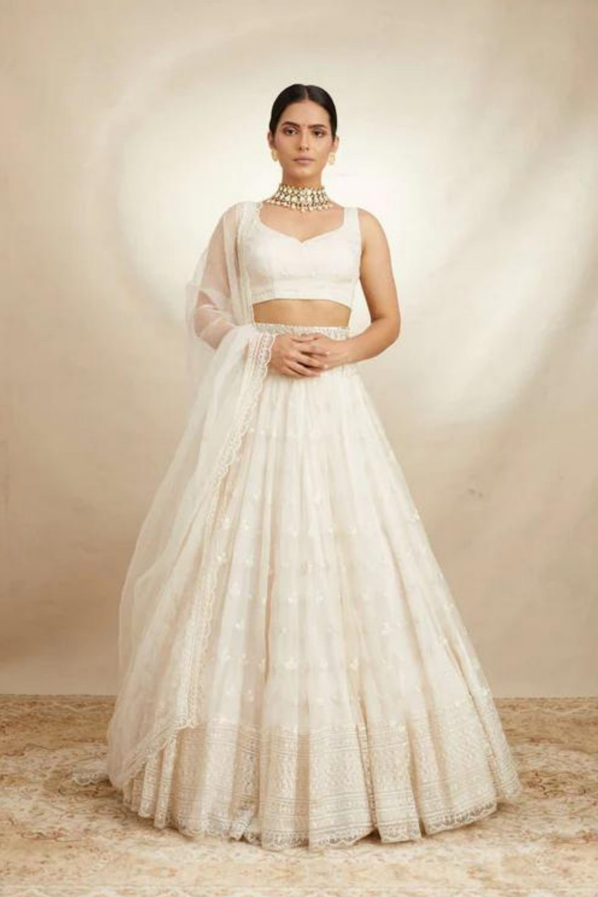 White Organza Lehenga Set