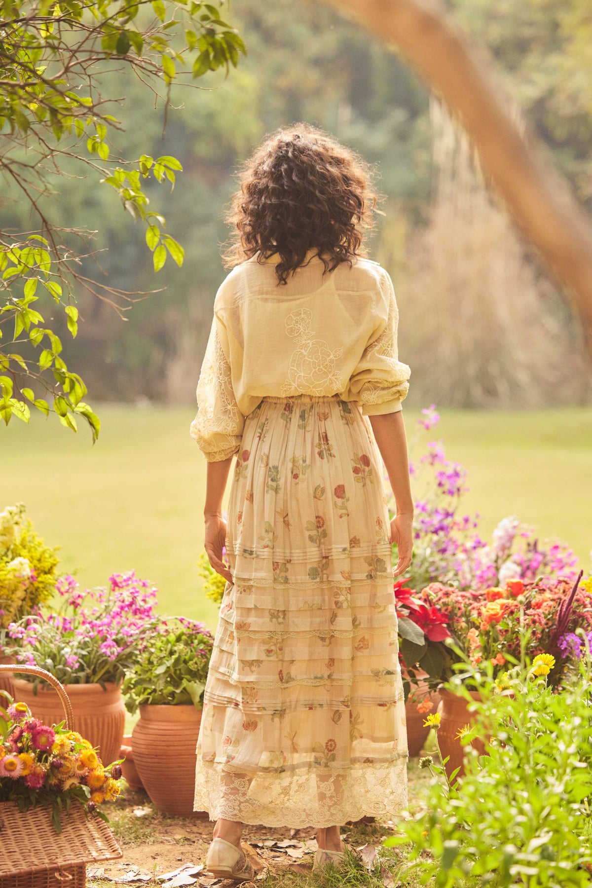 Ivory Printed Skirt Set