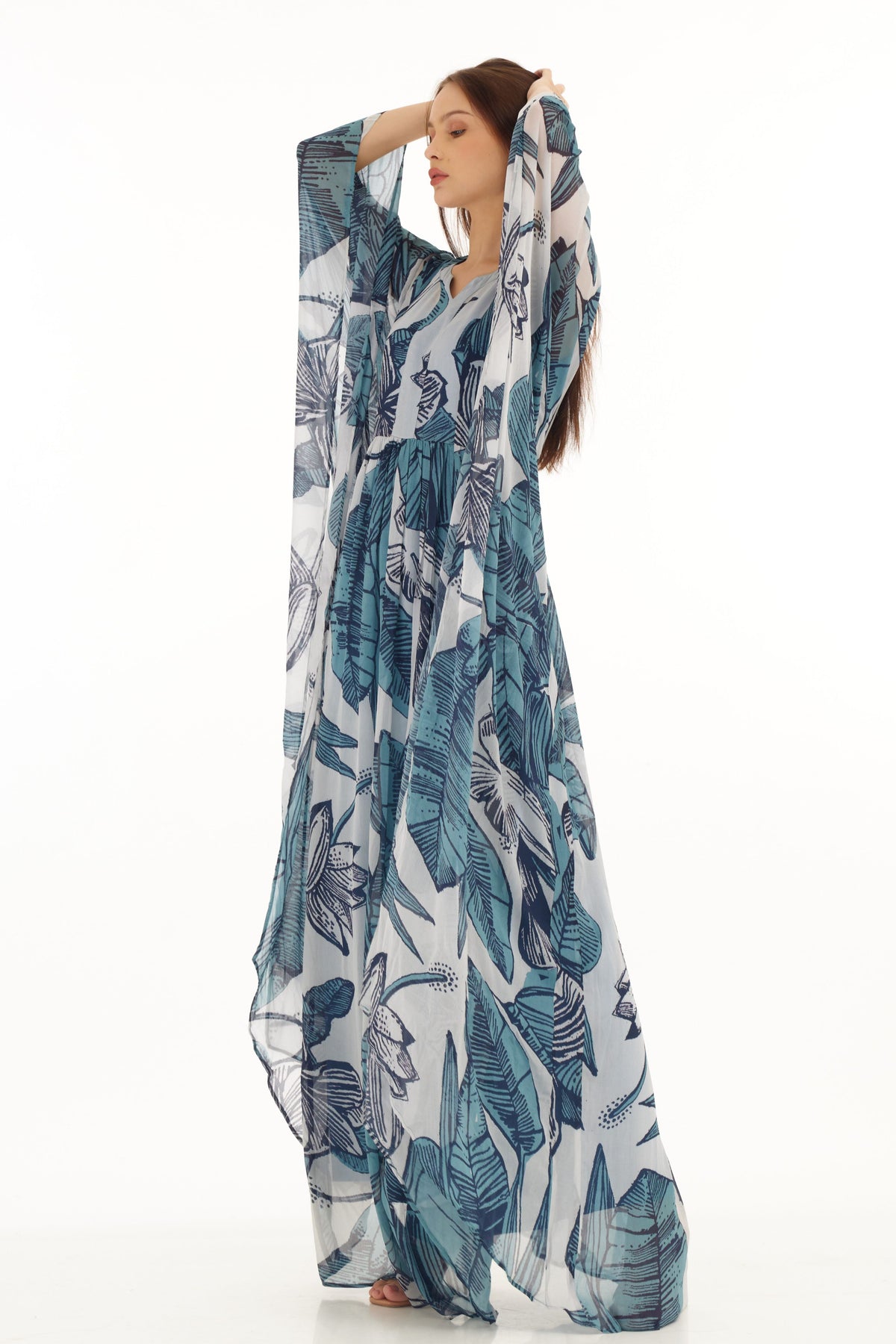 Blue and White Kaftan Dress