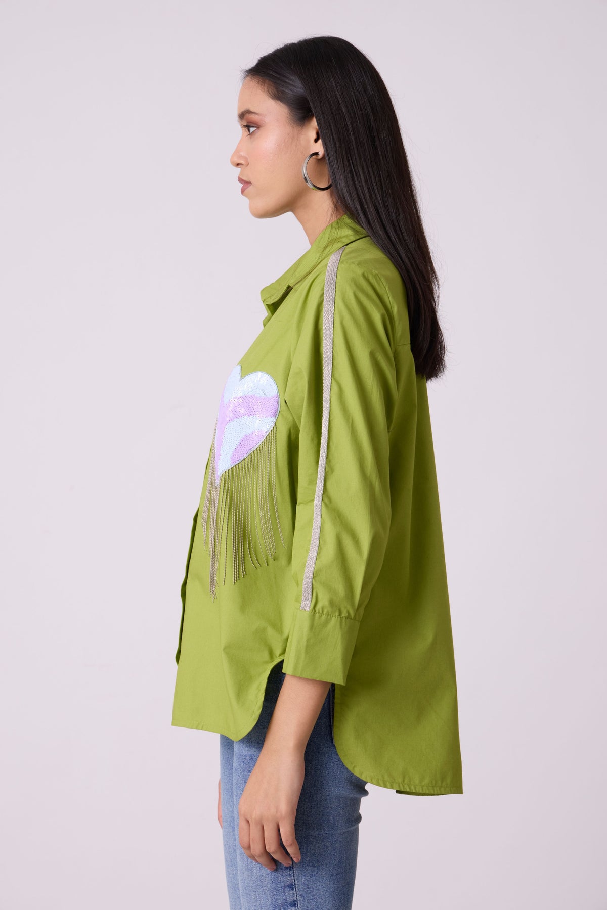 Emille Applique Matcha Green Shirt