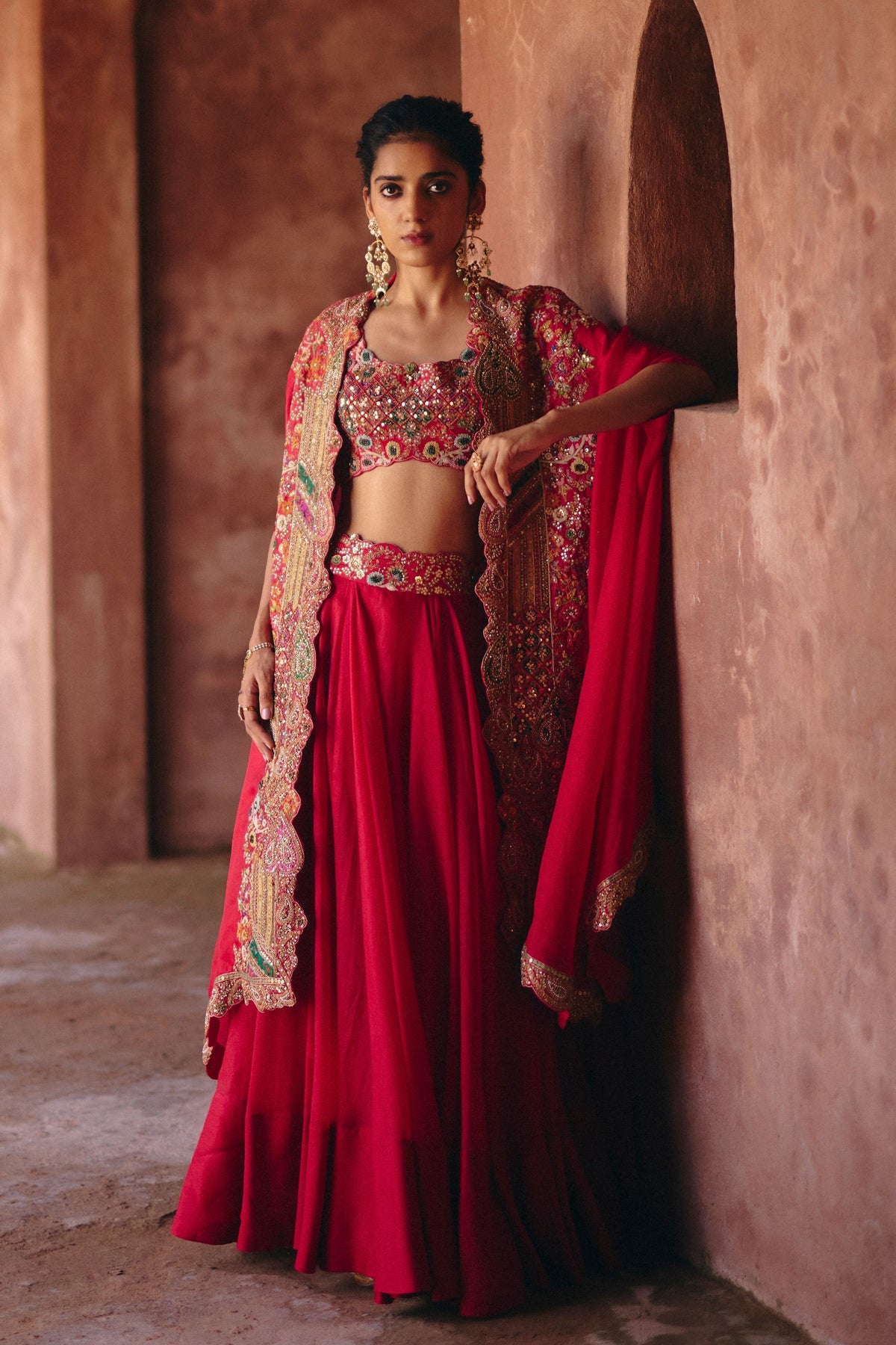 Gulrez Chanderi Cape Set