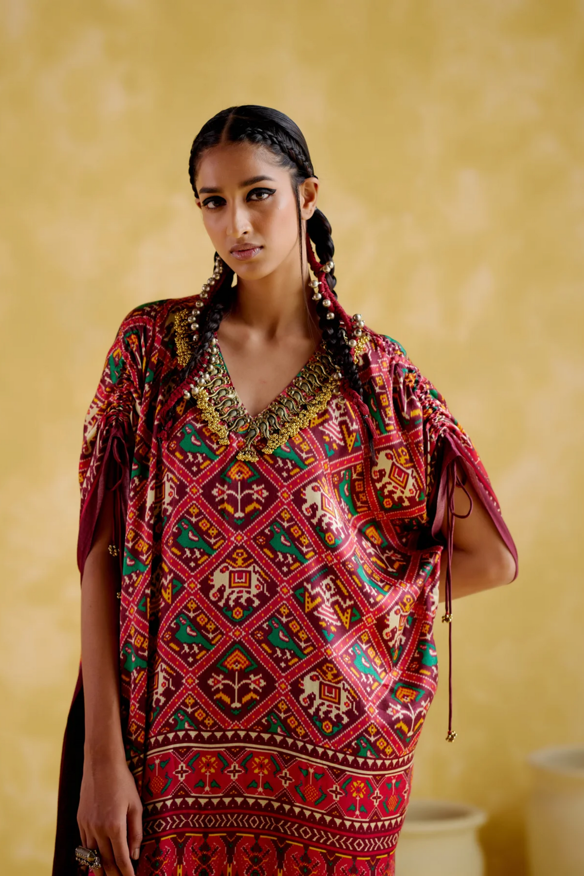 Tychon Maroon Digital Printed Kaftan