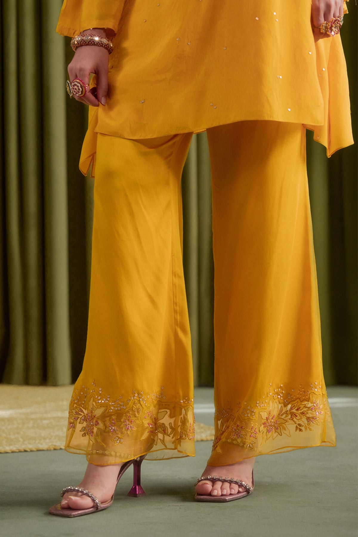 Golden Yellow Embroidered Kurta