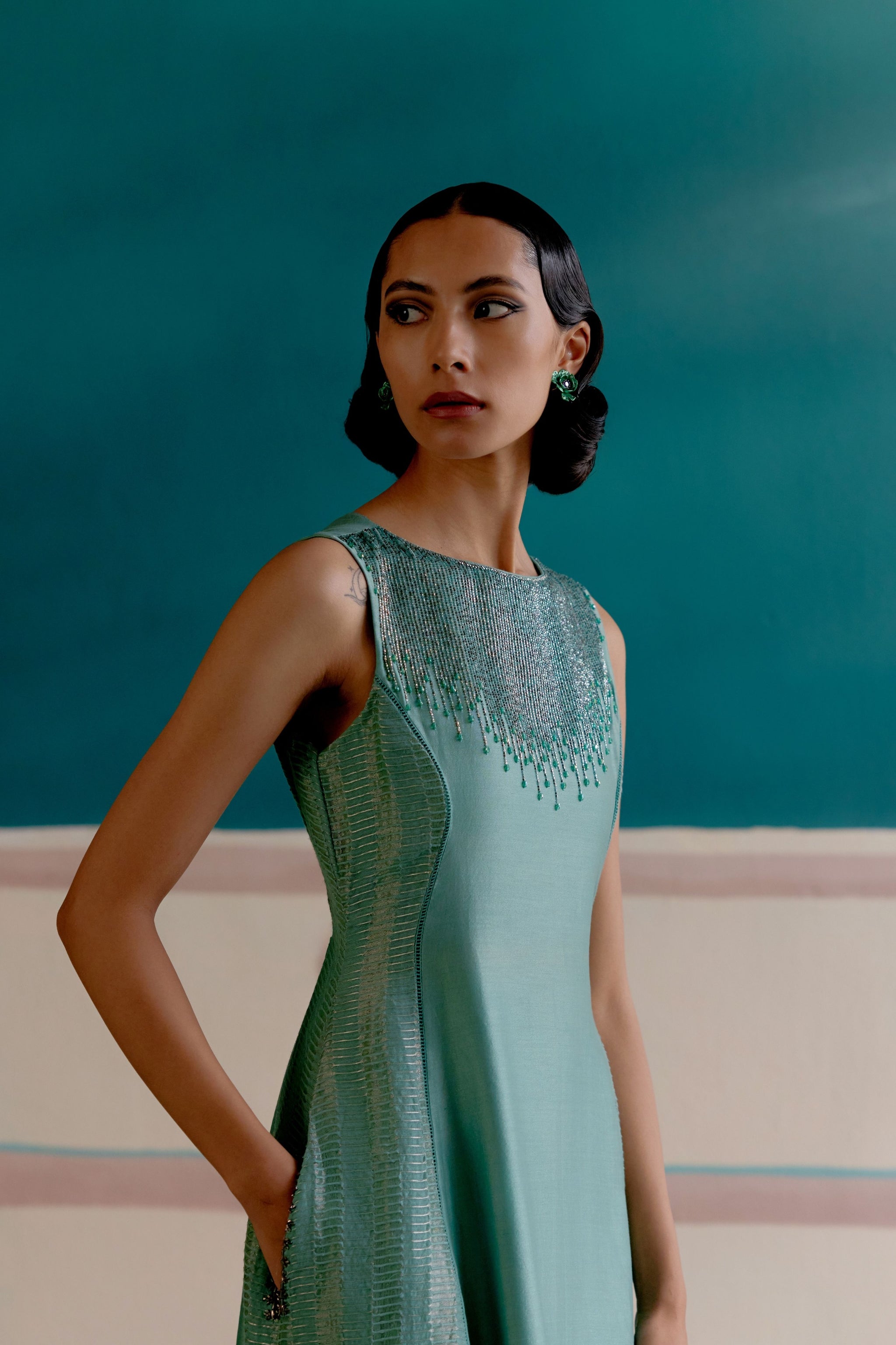 Warra - Aqua Green Midi Dress S Warra - Aqua Green Midi Dress S