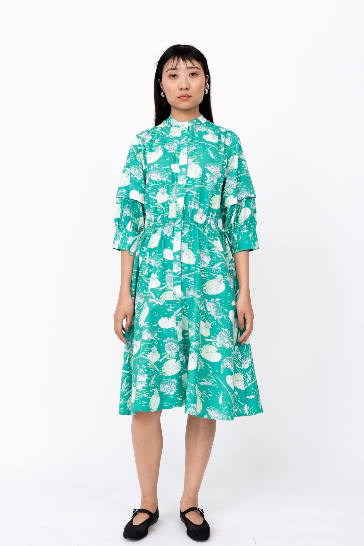 Fisherman Print Draw String Dress