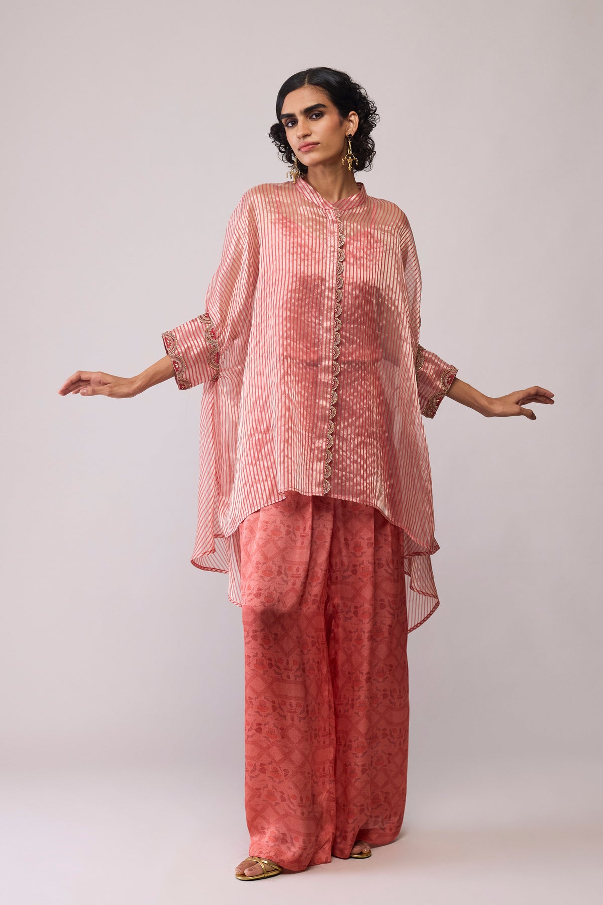 Manya Red Stripe Kaftan Set