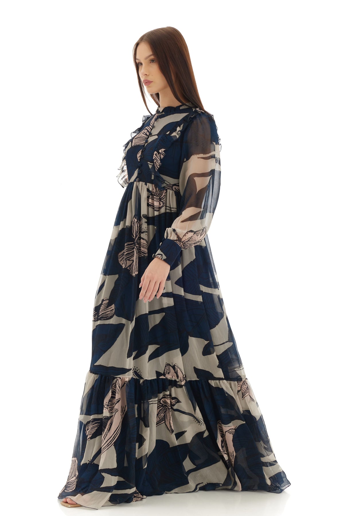 Blue and White Long Dress
