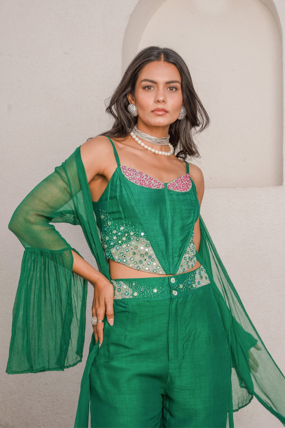 Basil Green Mirror Co-ord Set