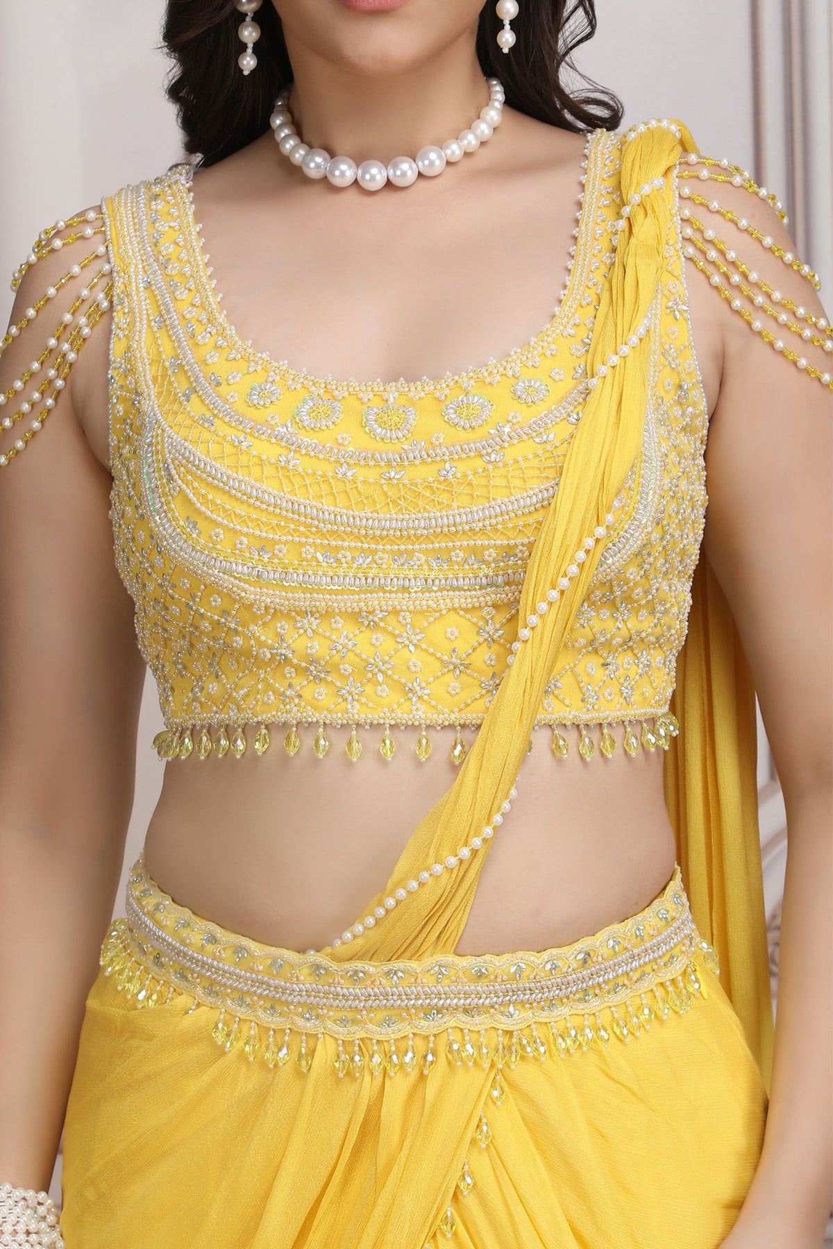 Yellow Drape Saree