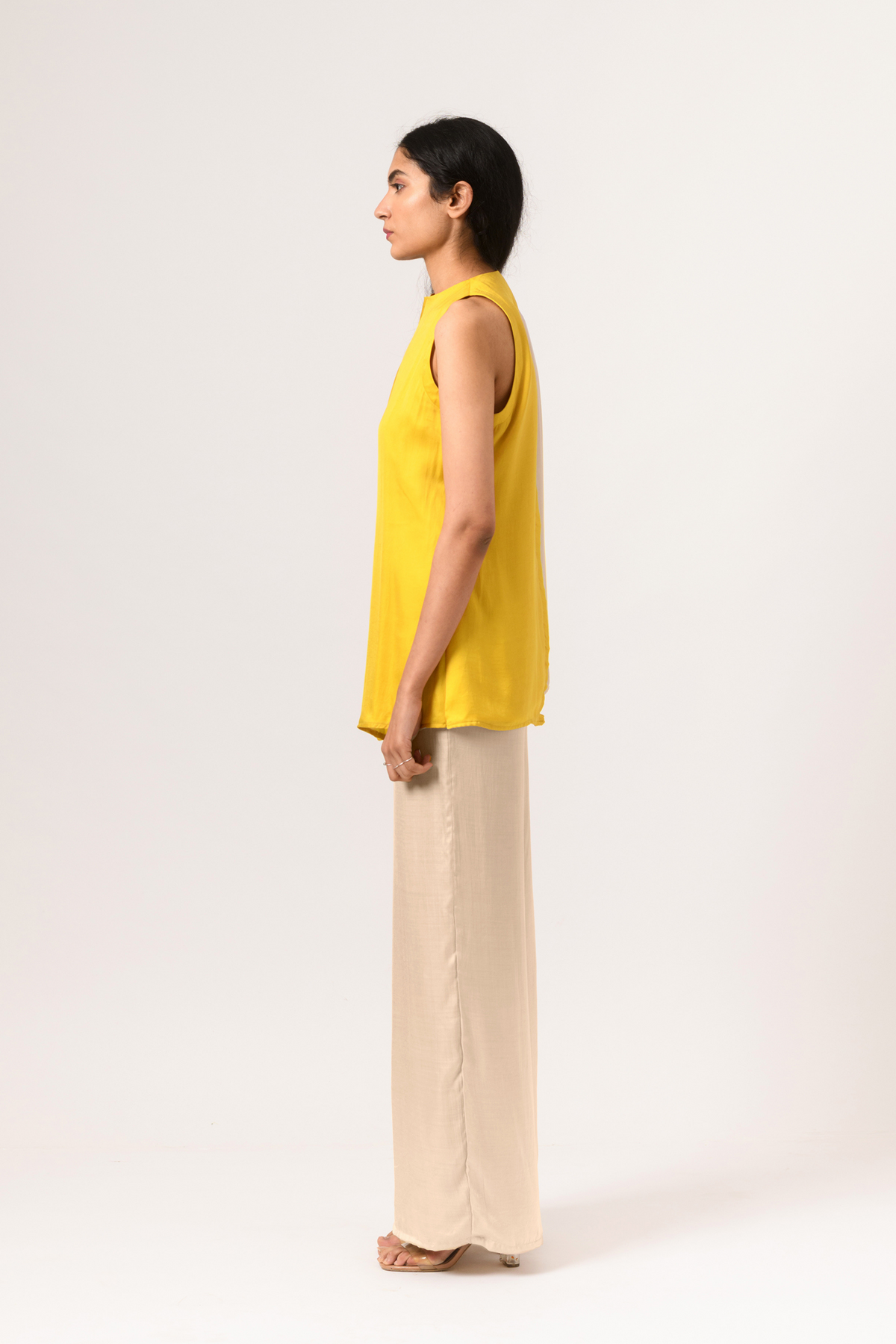 Ecru yellow halter neck top