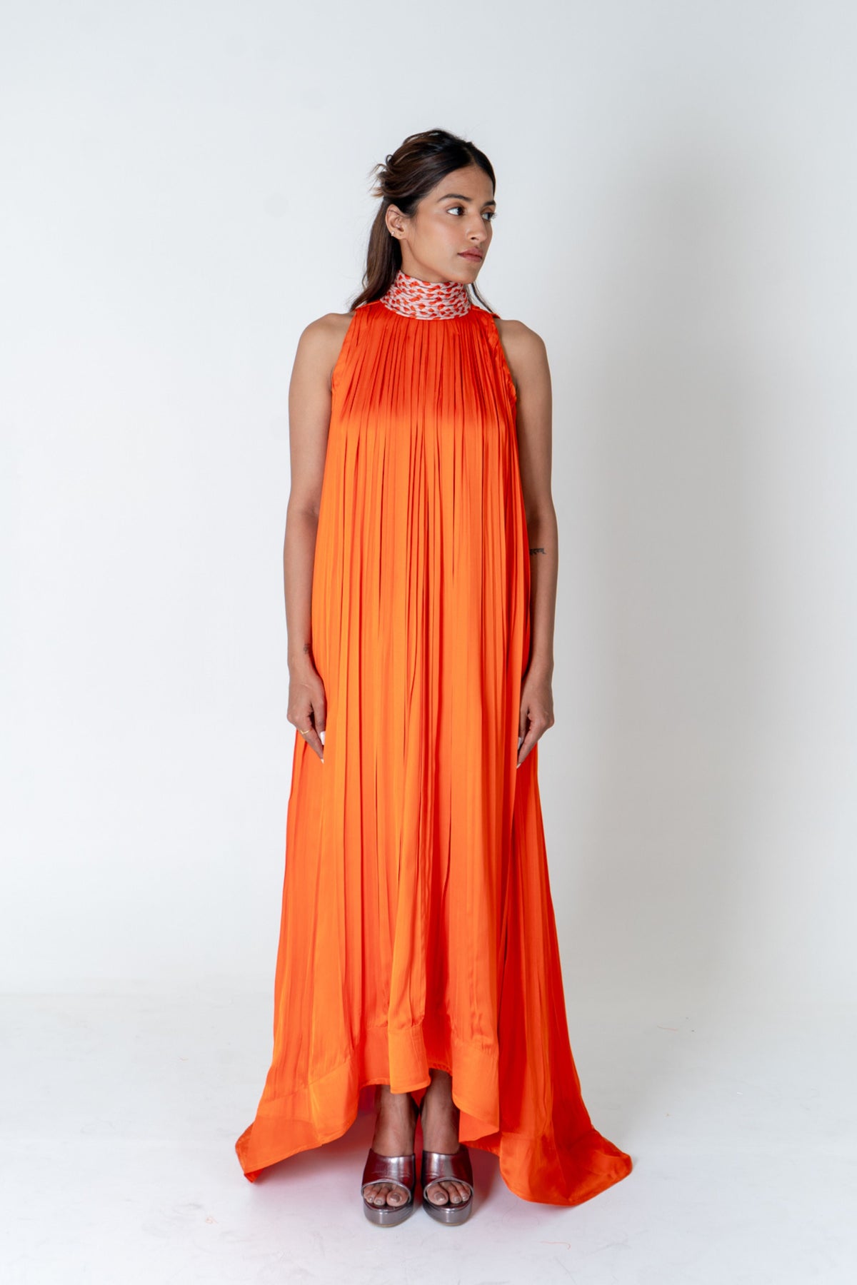 Orange-pink Gather Gown