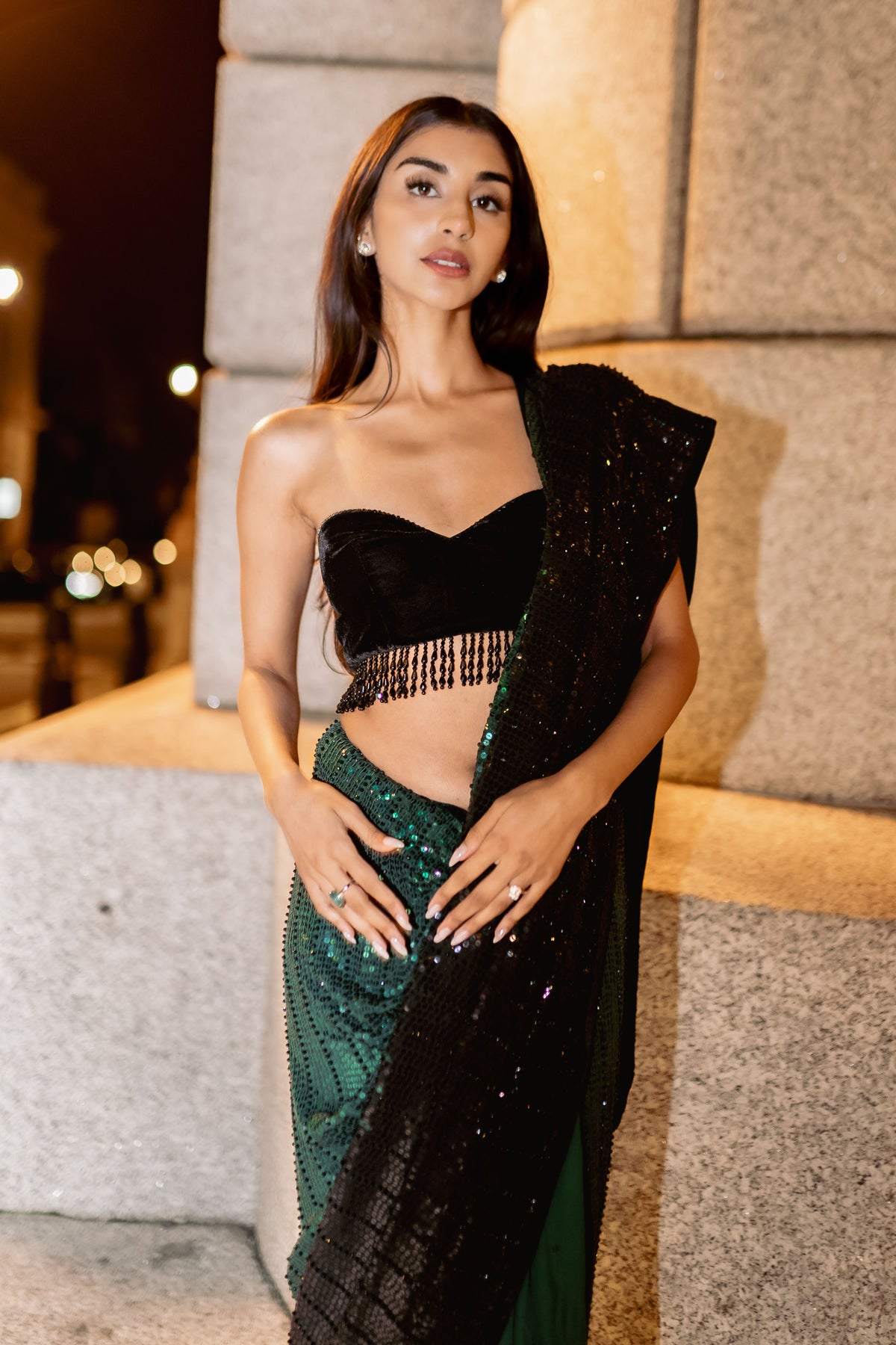 Emerald Green Ombre Saree