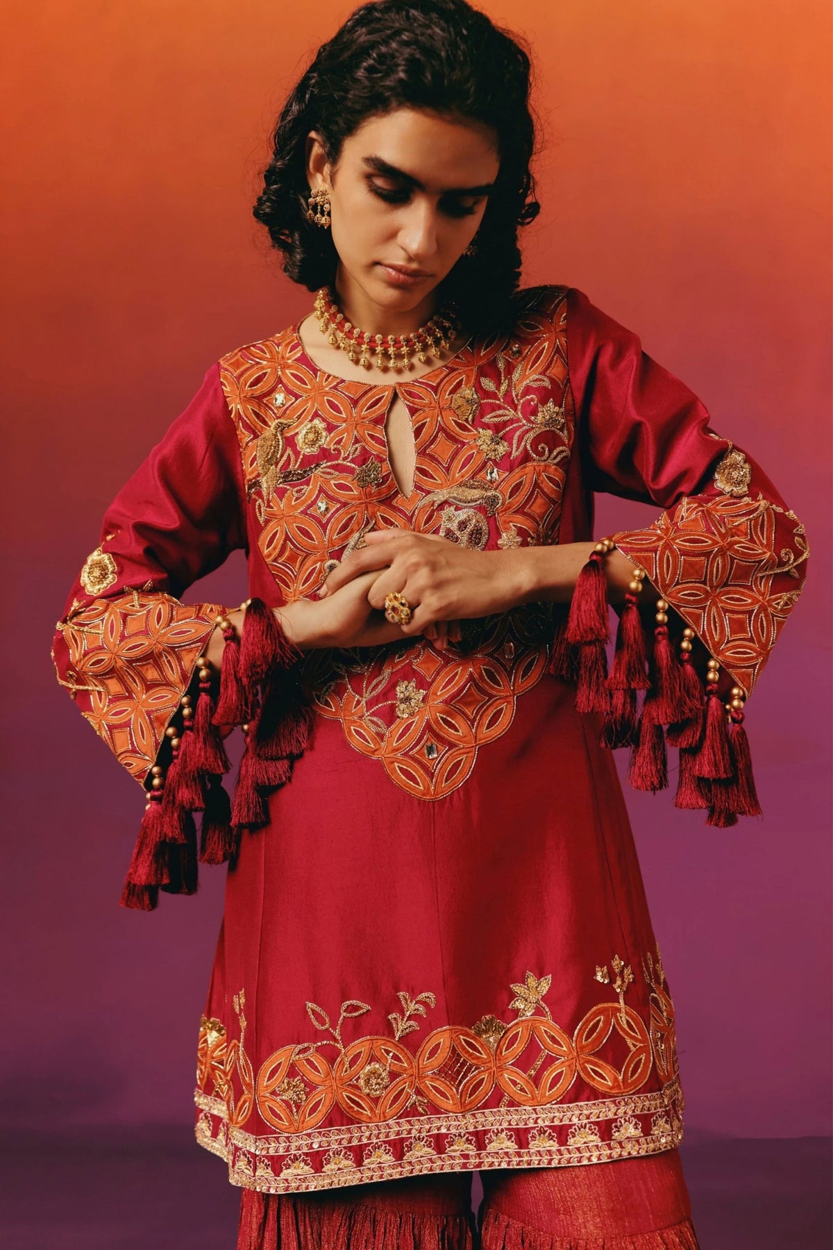 Red Gharara Set