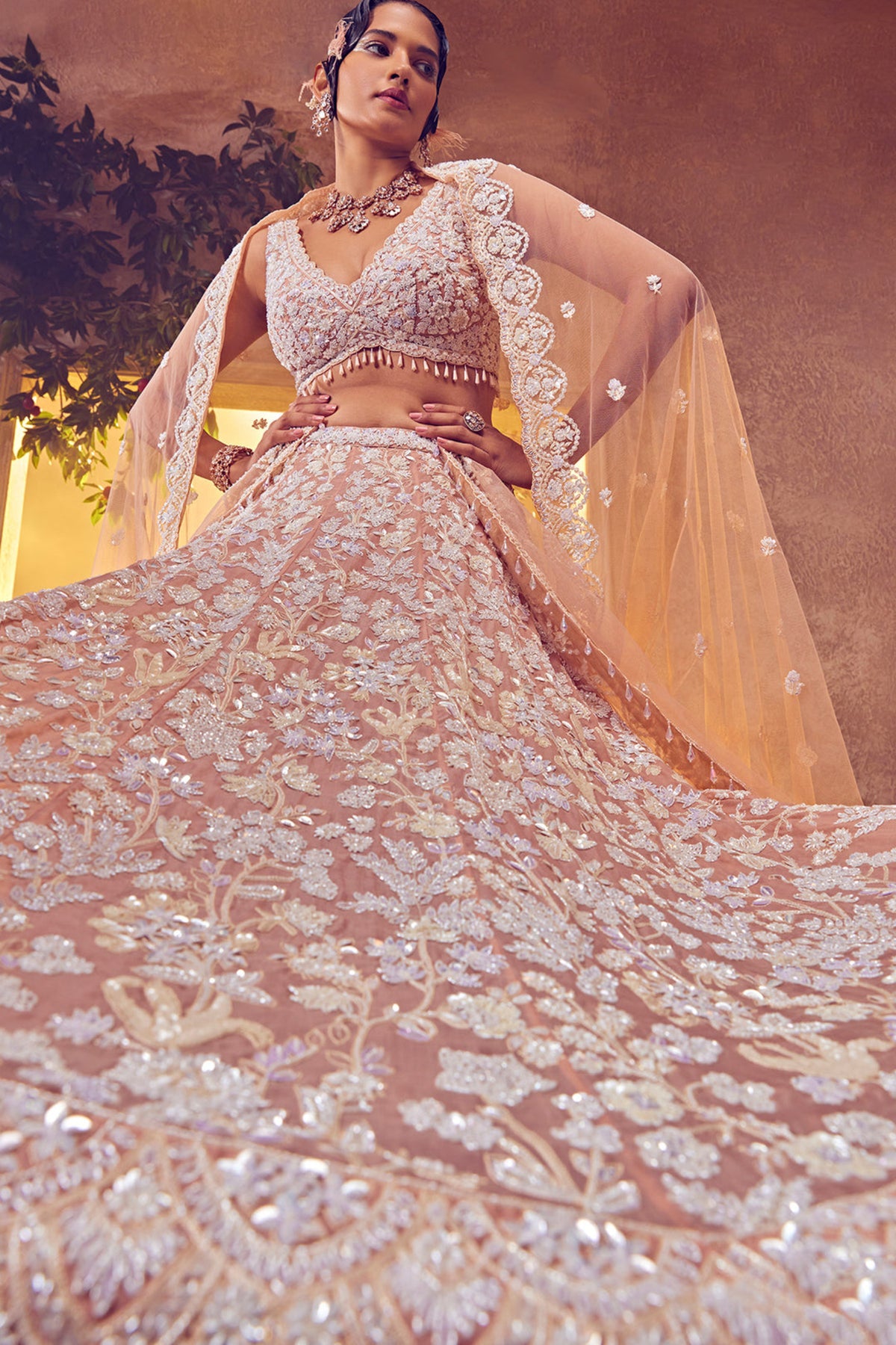 Blush Organza Lehenga Set