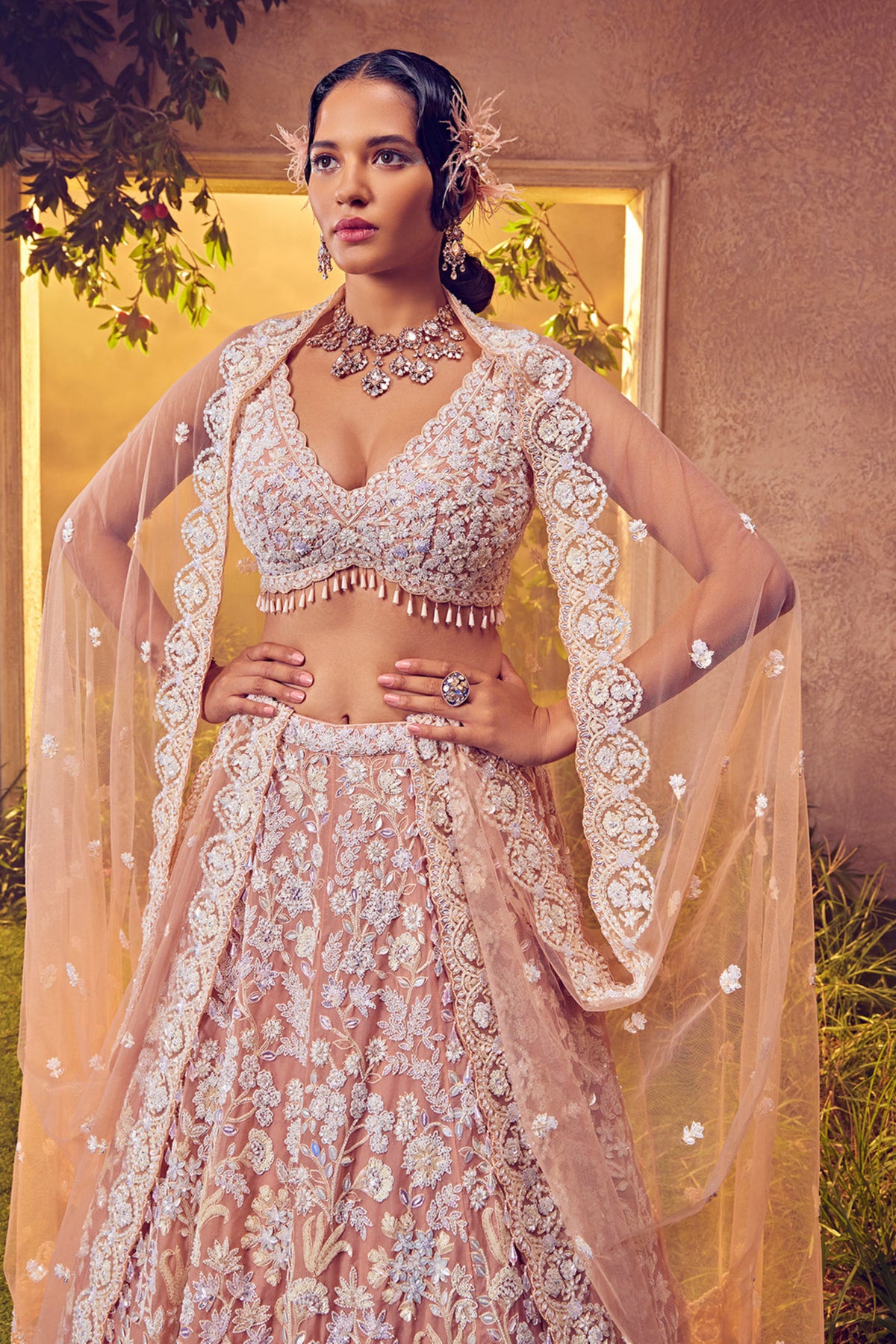 Blush Organza Lehenga Set