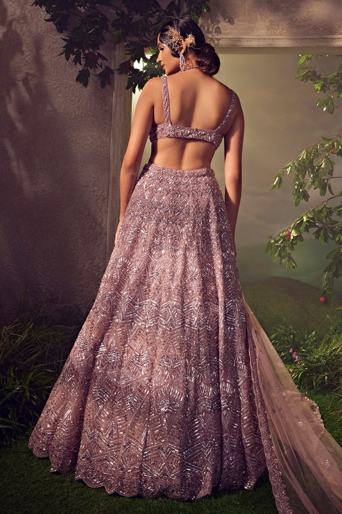 Mauve Zigzag Lehenga Set
