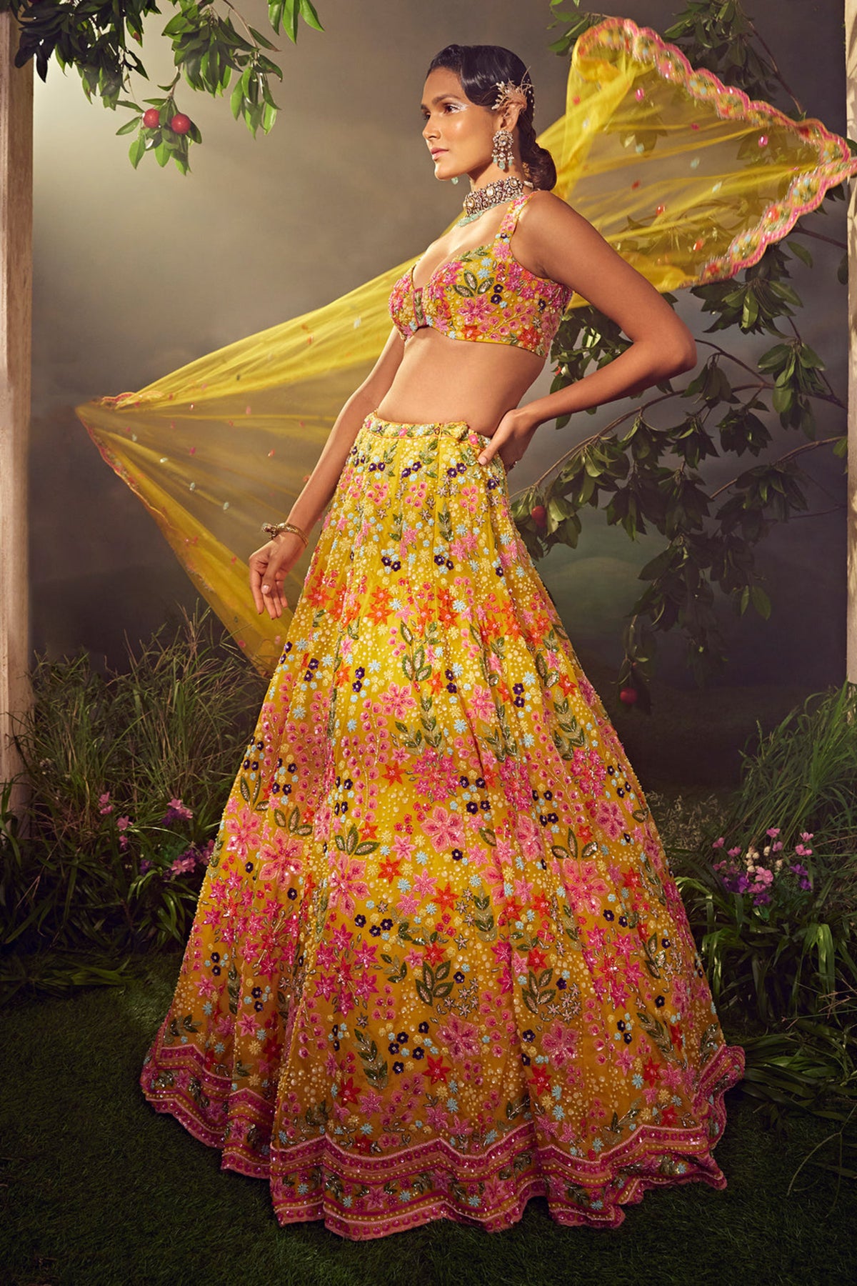 Yellow Silk Lehenga Set