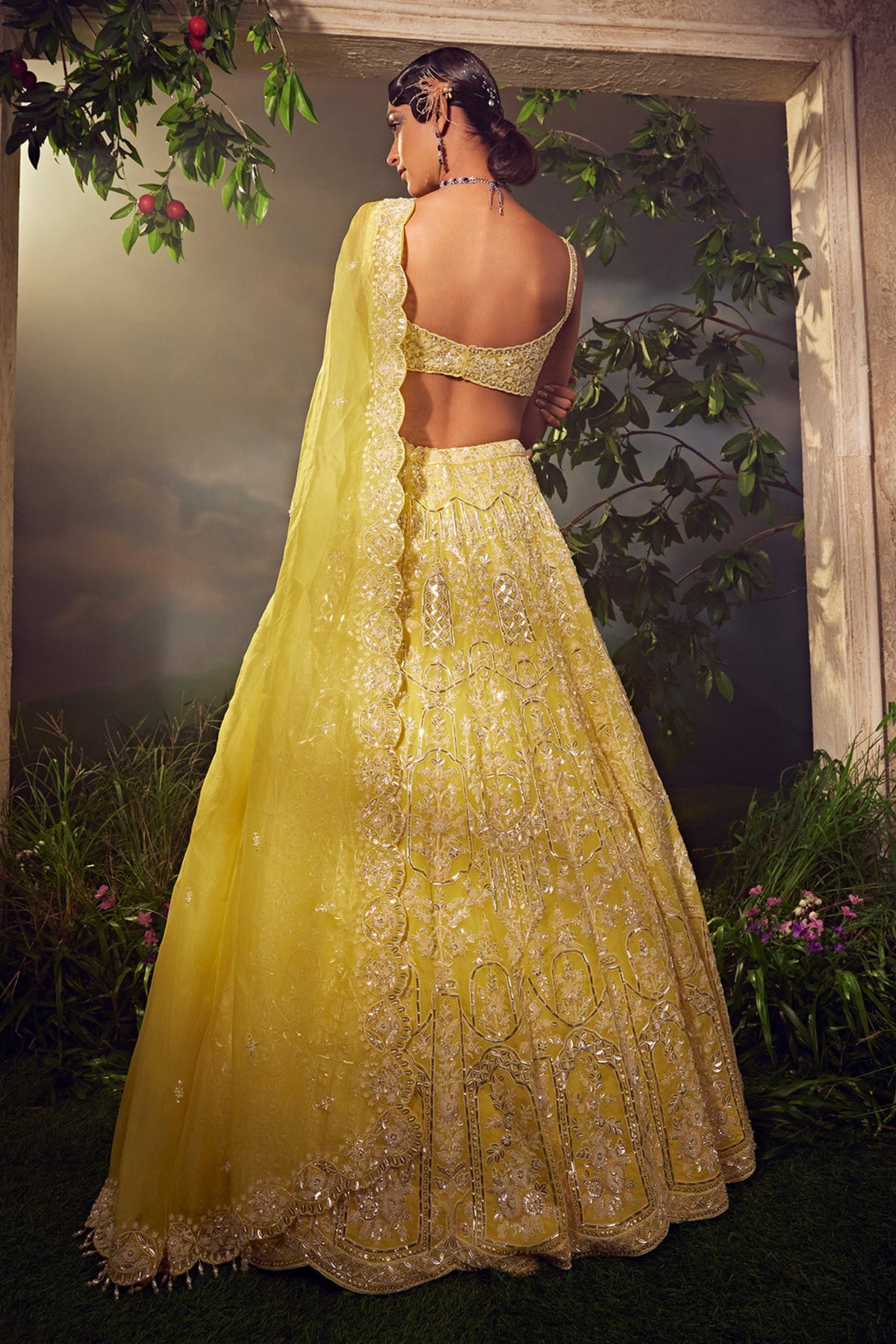 Prime Yellow Organza Lehenga Set