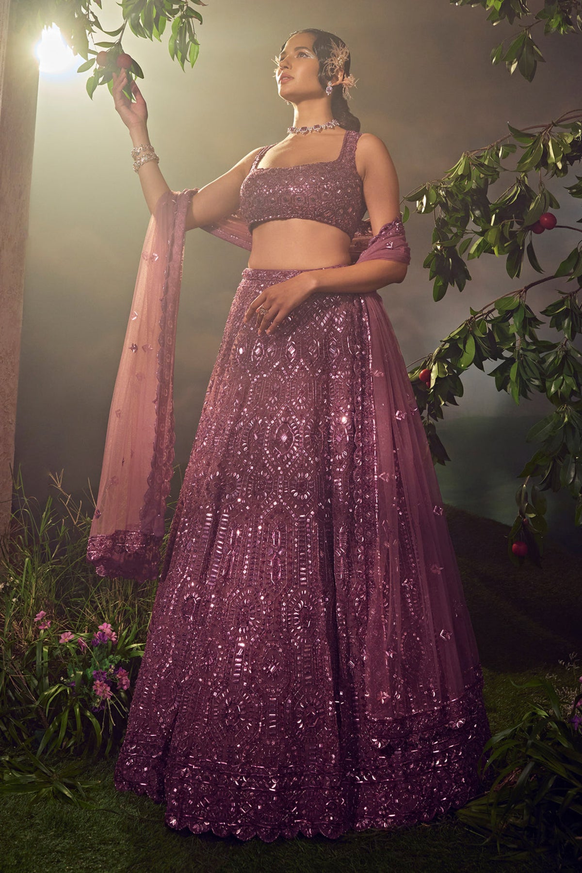 Argle Purple Tulle Lehenga Set