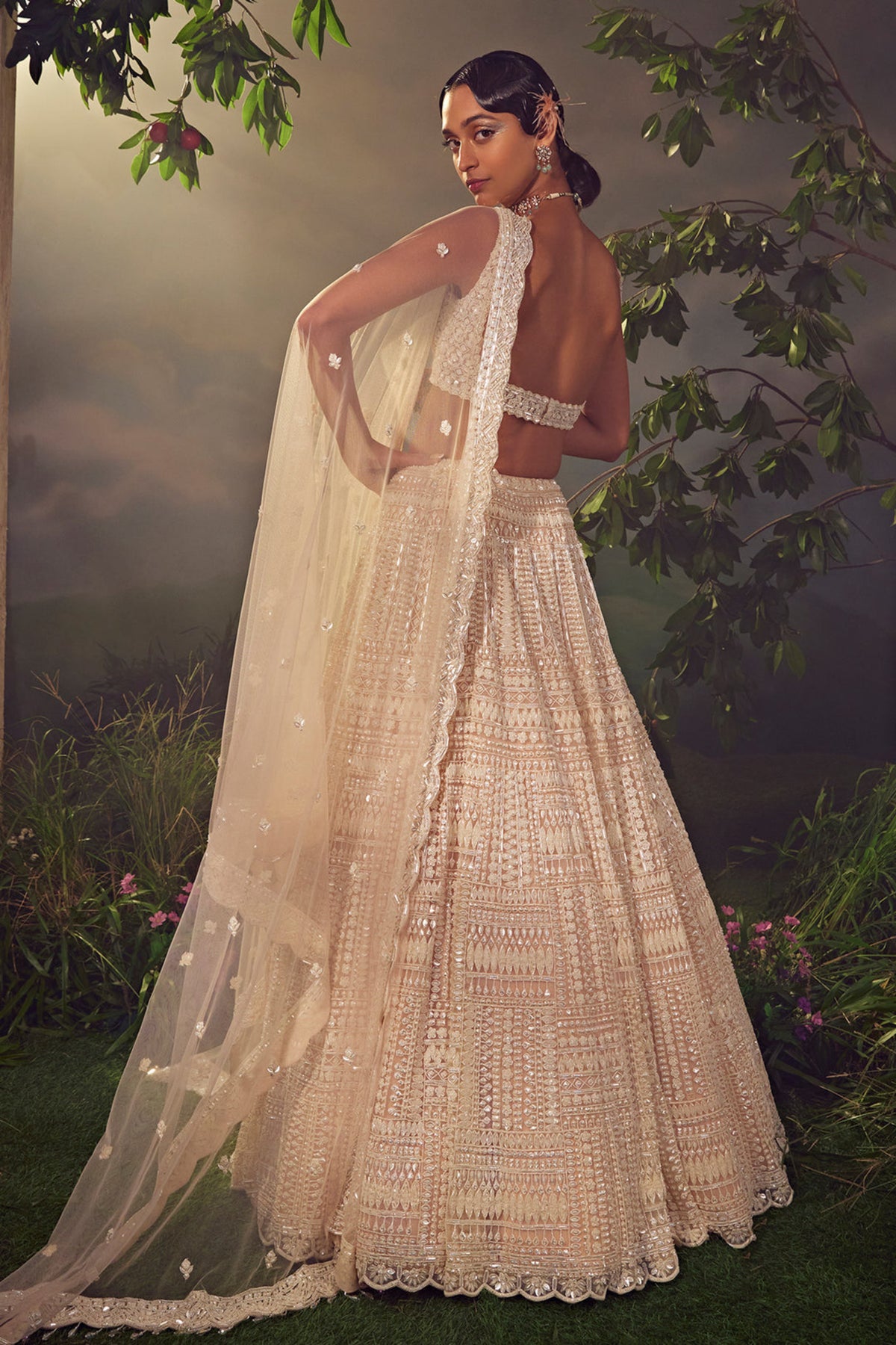 Ivory Tulle Lehenga Set