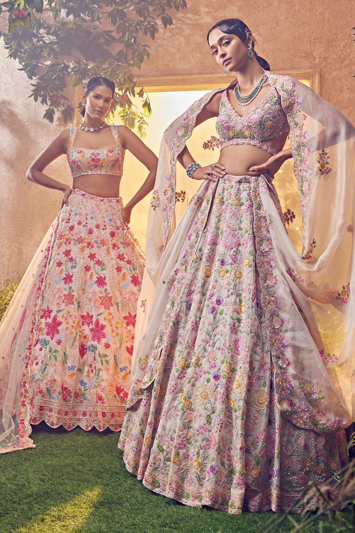 Grey Organza Lehenga Set