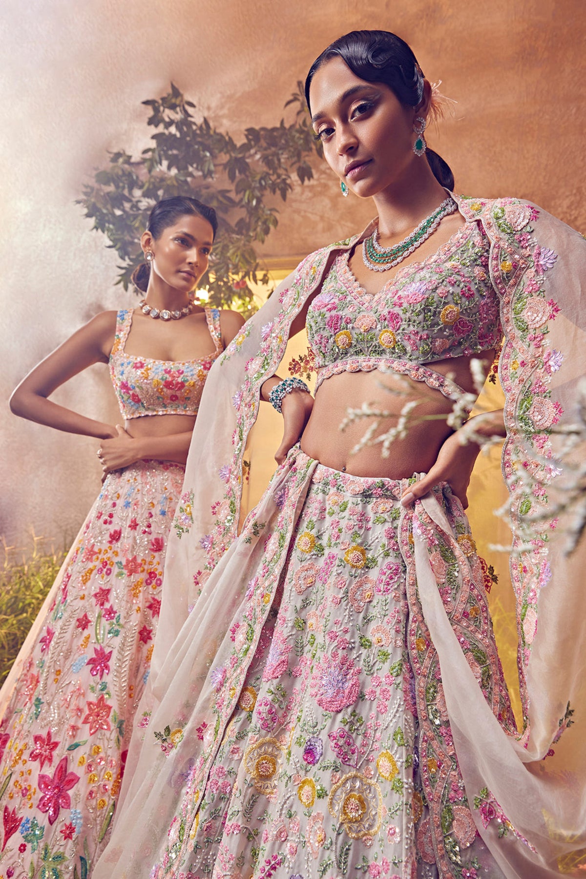 Pink Organza Lehenga Set