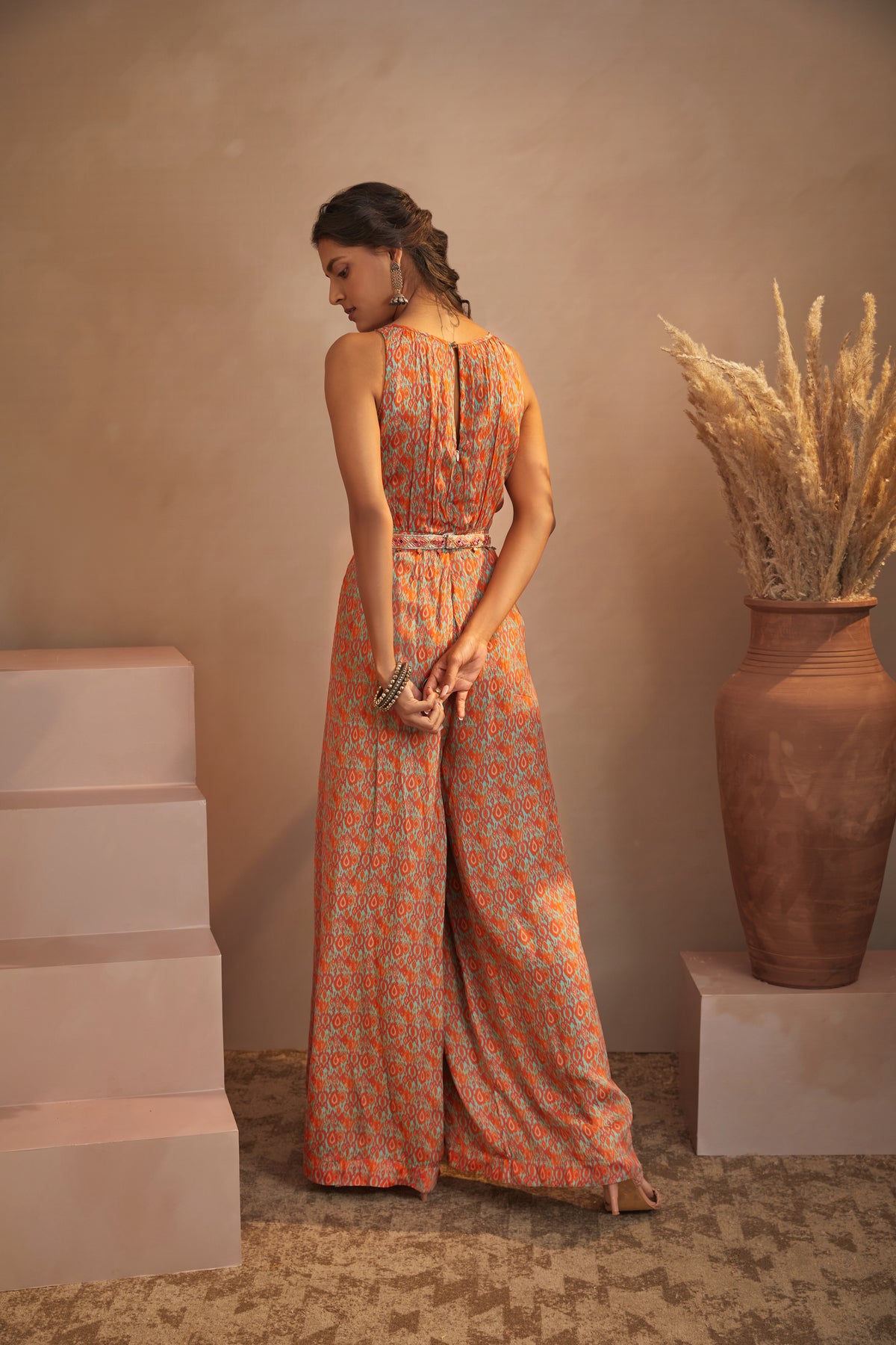 Green ikkat jumpsuit