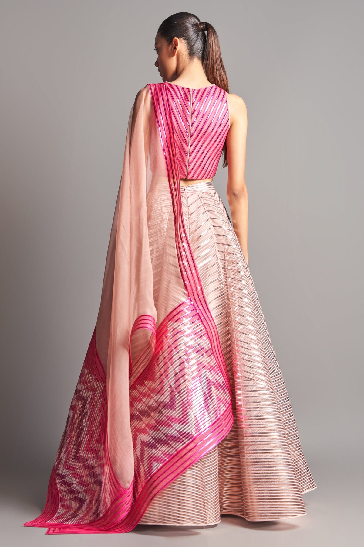 Striped structured lehenga