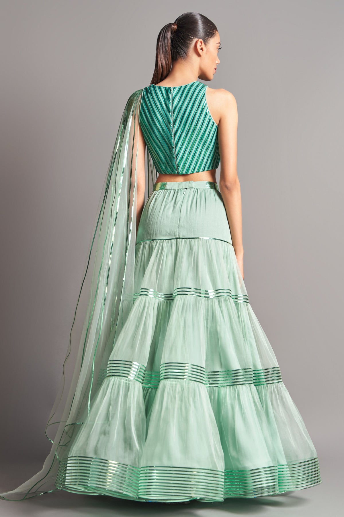 Metallic tiered lehenga