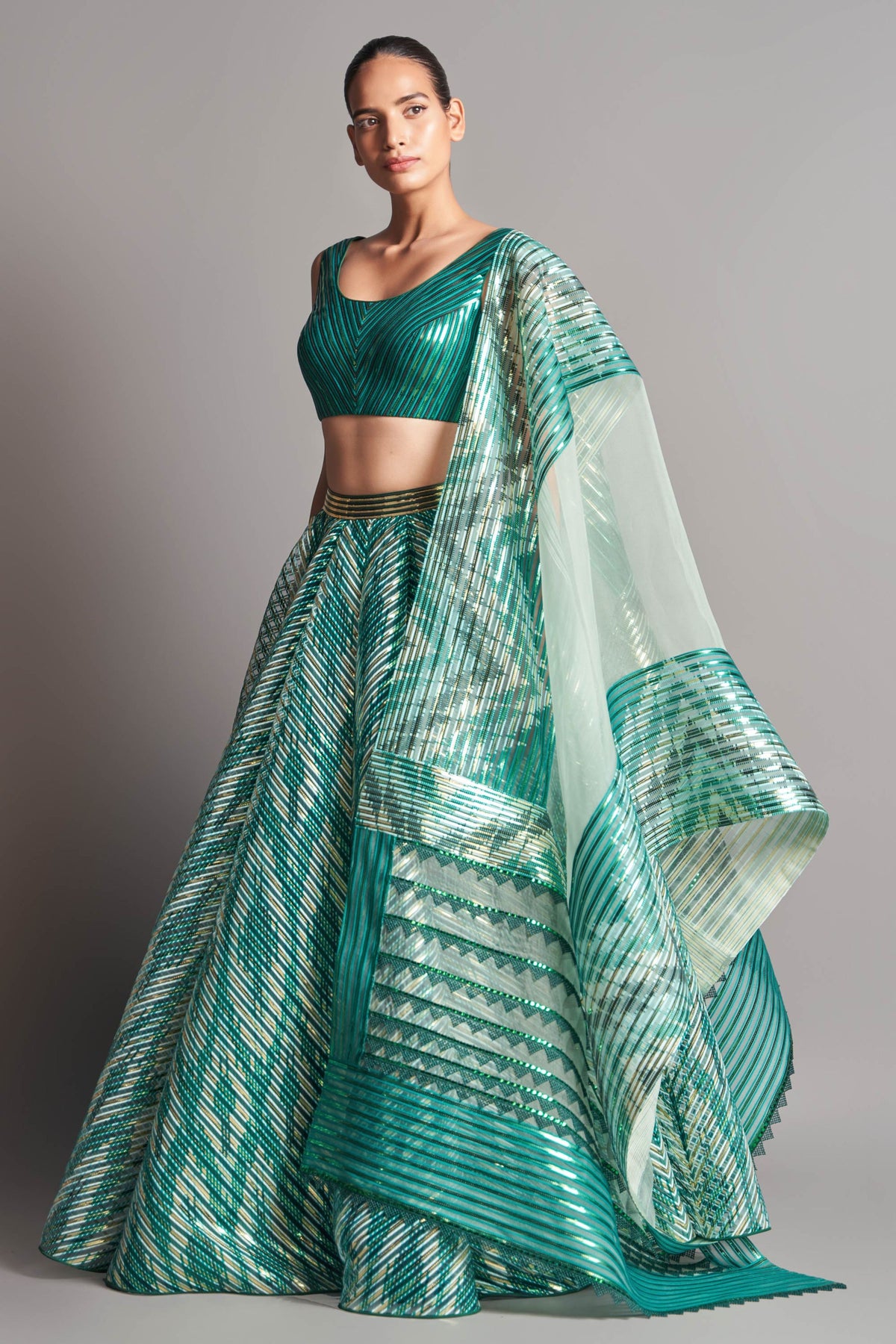 Metallic structured  lehenga