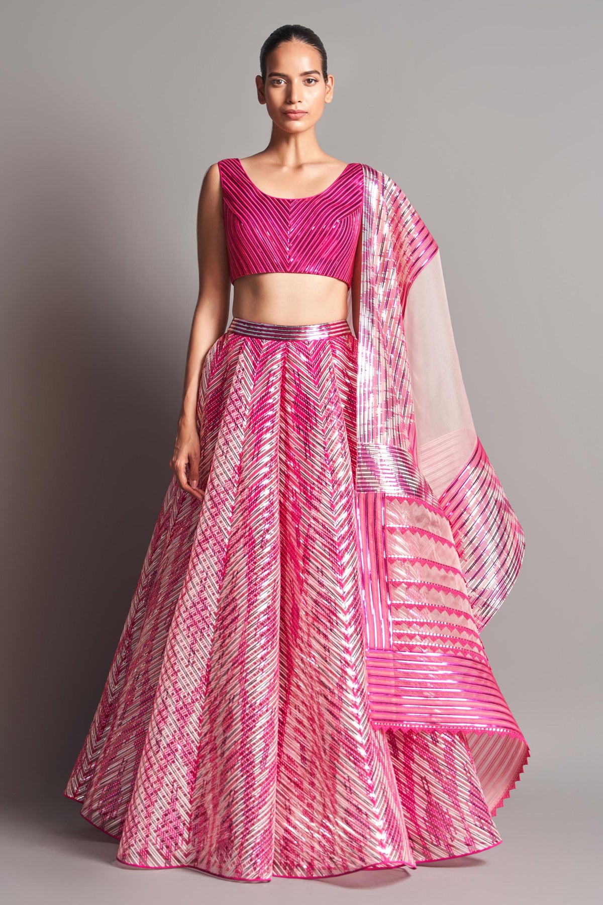 Metallic structured  lehenga