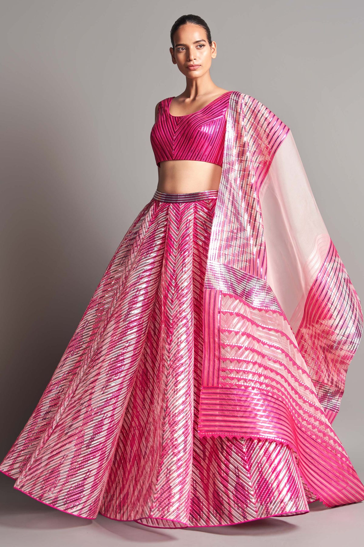Metallic structured  lehenga